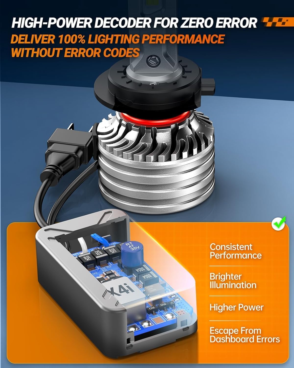 SEALIGHT X4I H7 Bulbs, 55000LM Super Bright H 7 Fog Bulbs with Adjustable Lock Ring, Cooling Fan, Plug and Play, Pack of 2