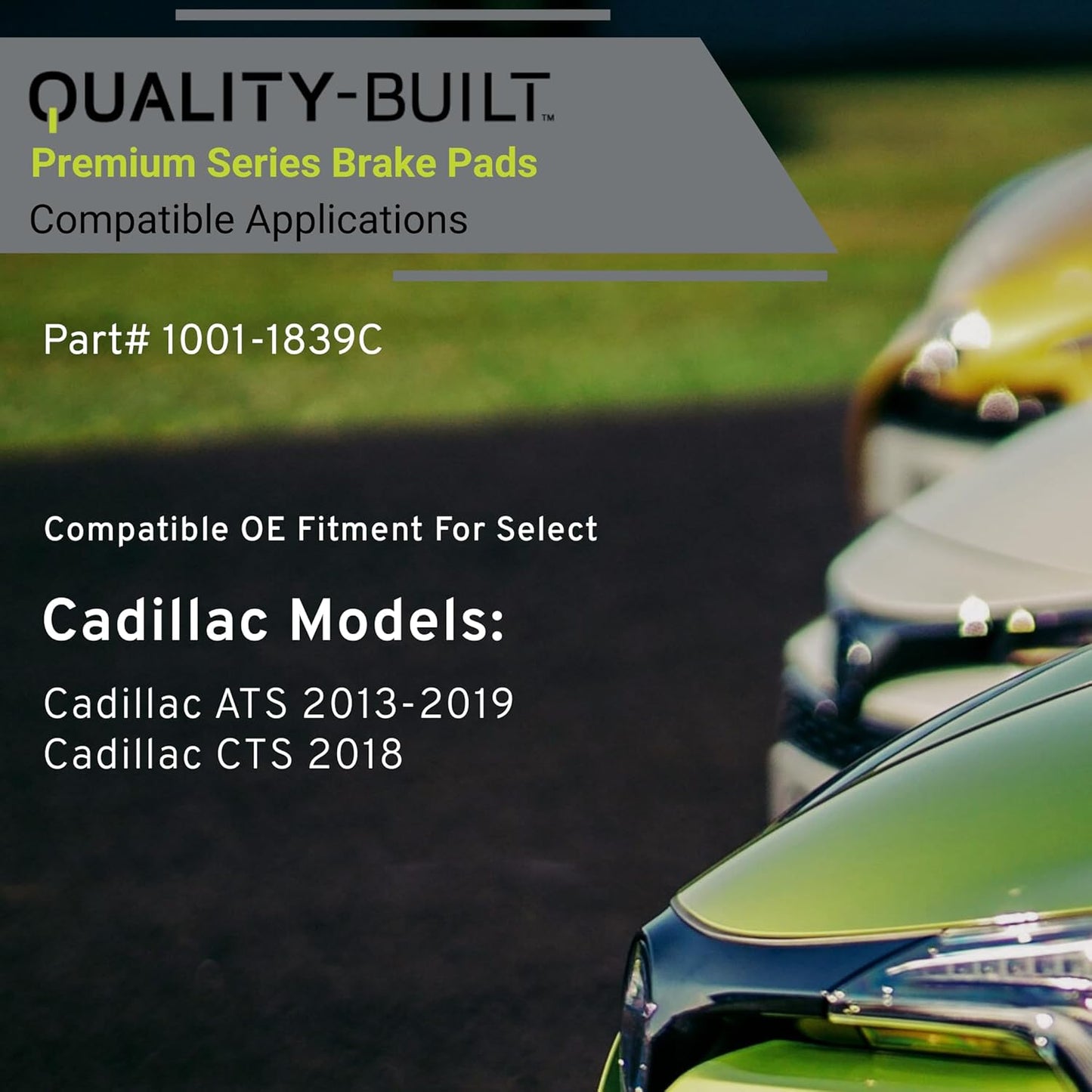 Premium Ceramic Rear Brake Pads (1001-1839C) Compatible with Cadillac ATS 2013-2019, Cadillac CTS 2018-2018