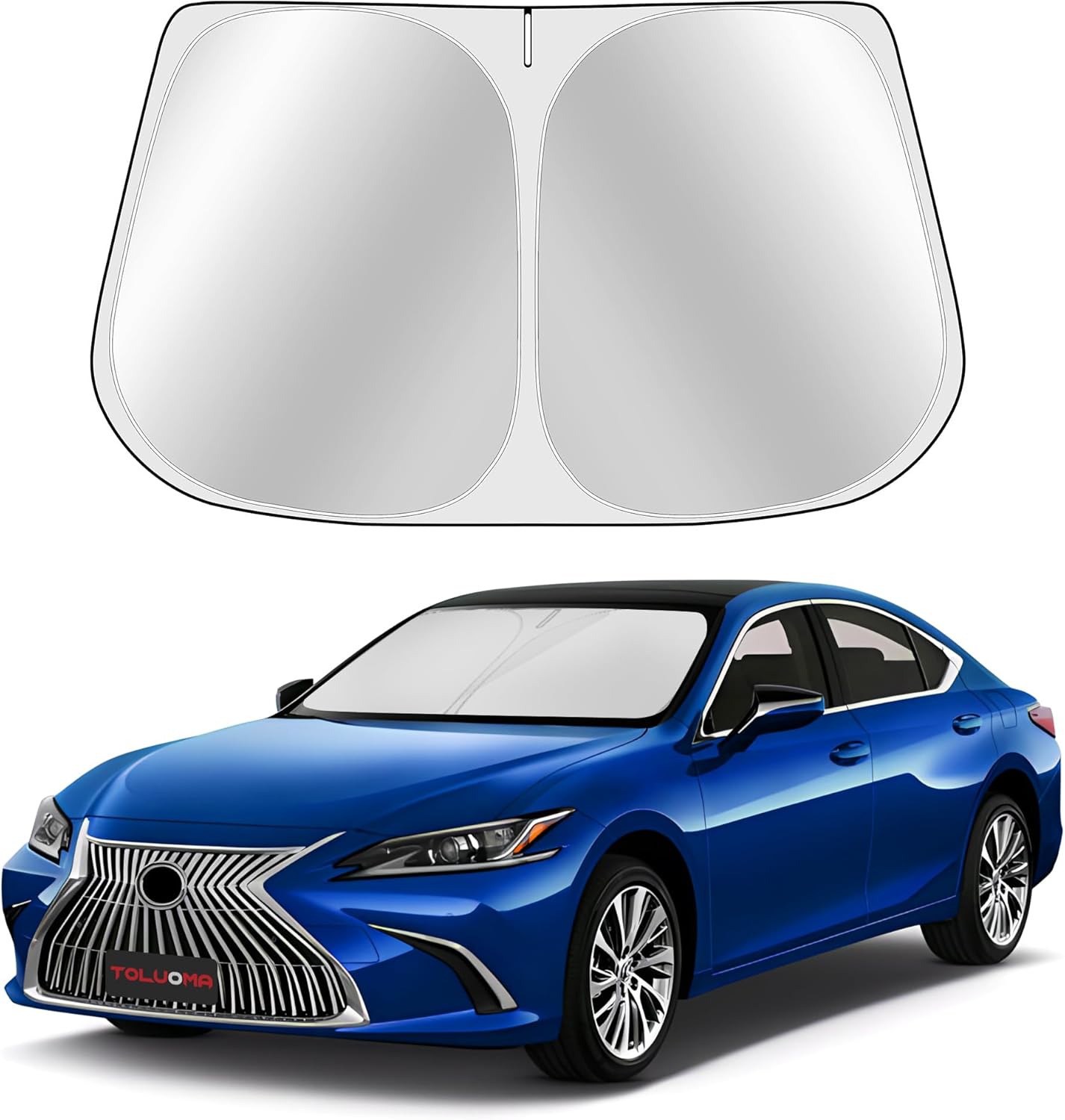 Custom Fit Windshield Sun Shade for Le-xus ES Sedan ES250 ES300h ES350 2019-2025 - Full Coverage, 210T Reflective Fabric, Double-Layer Design - Blocks 99% UV Rays, Easy to Install and Store