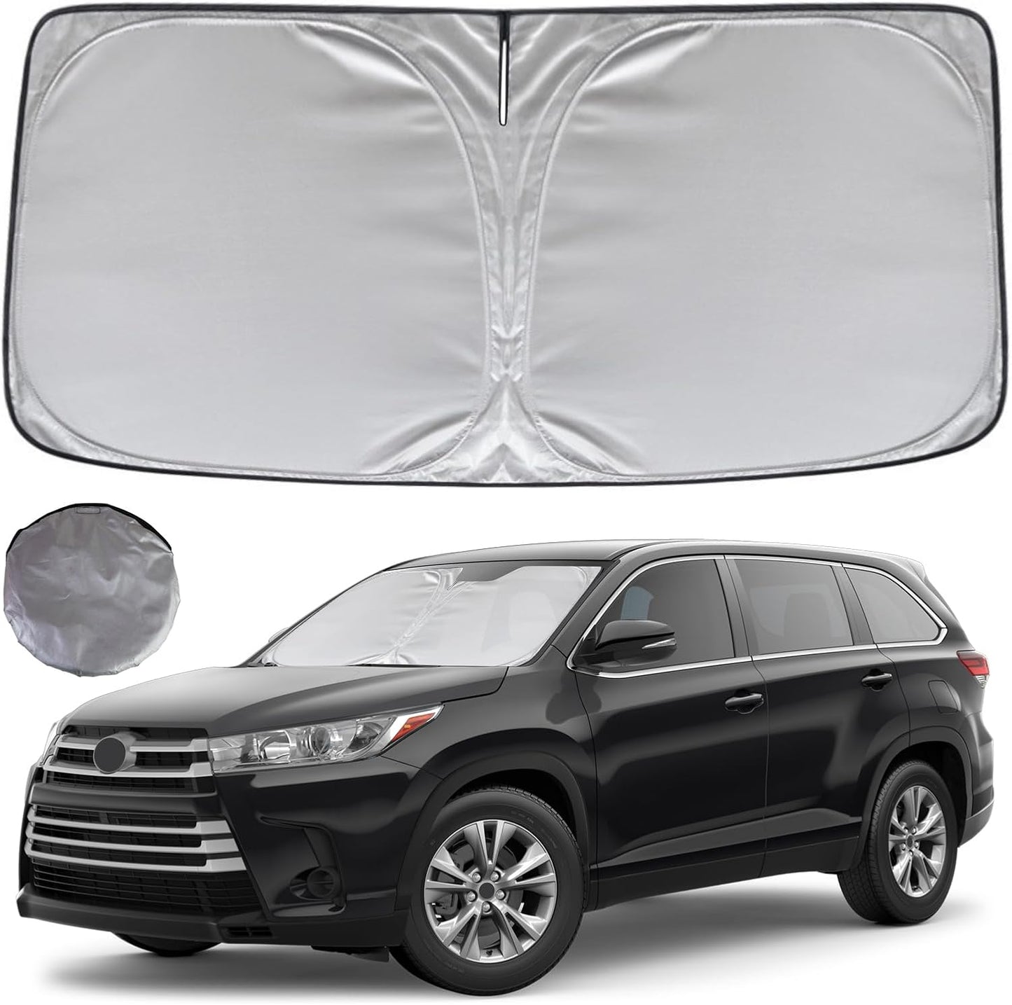 KAYZT Windshield Sun Shade for 2014-2019 Toyota Highlander SUV Foldable Sunshade Front Window Custom Fit Car Accessories