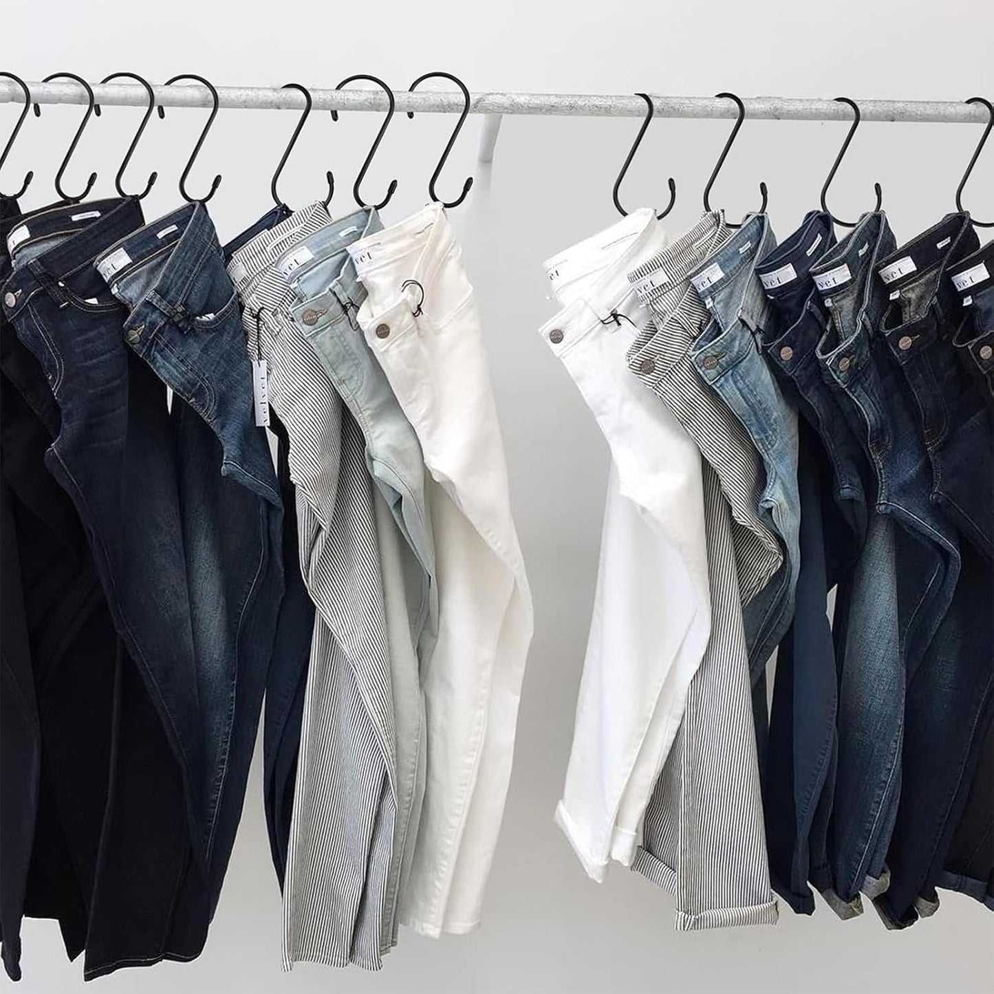 Nisoger 12 Pack 6 Inch Heavy Duty S Hooks, Large S Hooks for Hanging Plants, Vinyl Coated S Hooks Sturdy Non Slip Black S Hooks for Hanging Closet,Bird Feeders,Kitchen,Large Object,Garden Tools