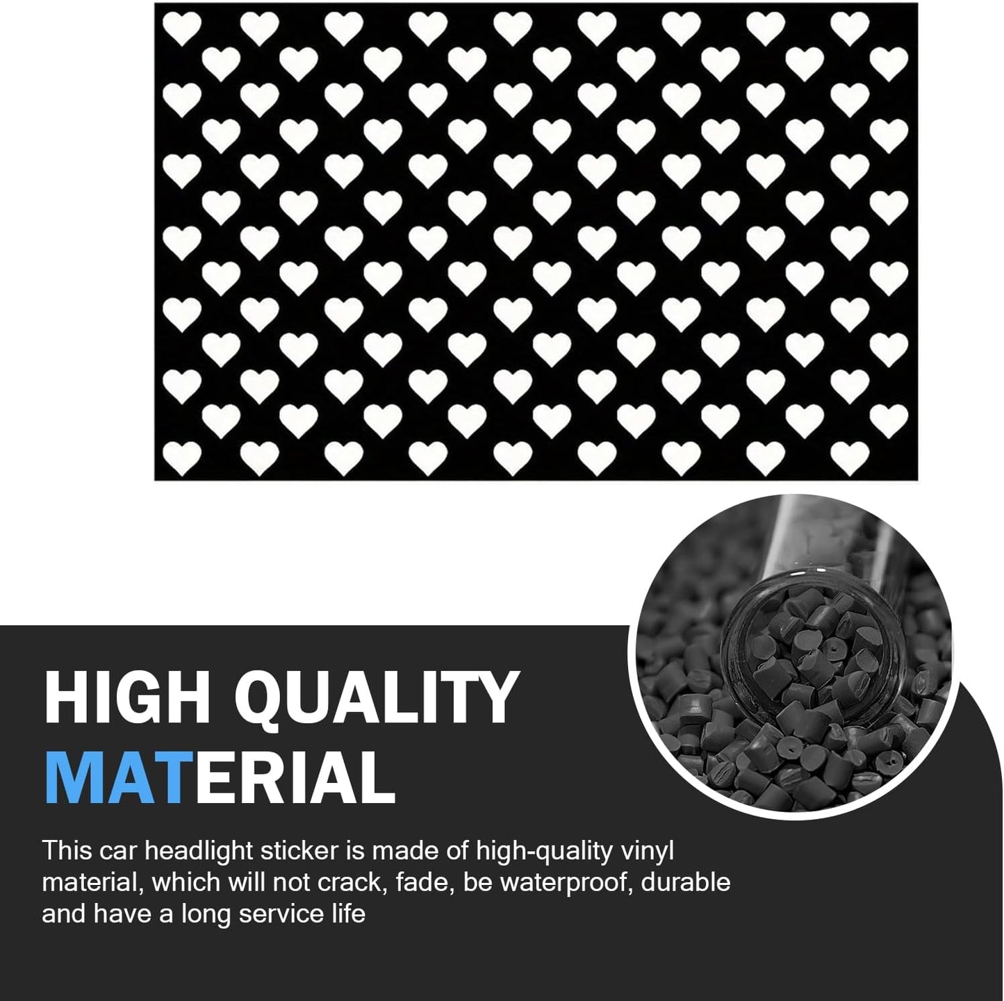 Car Rear Tail Light Lamp Stickers, Hollow Heart Pattern Sticker, Waterproof Taillight Tint Film Sheet for Car Rear Tail Lights, Funny DIY Headlamp Taillight Cover Trim (Black)