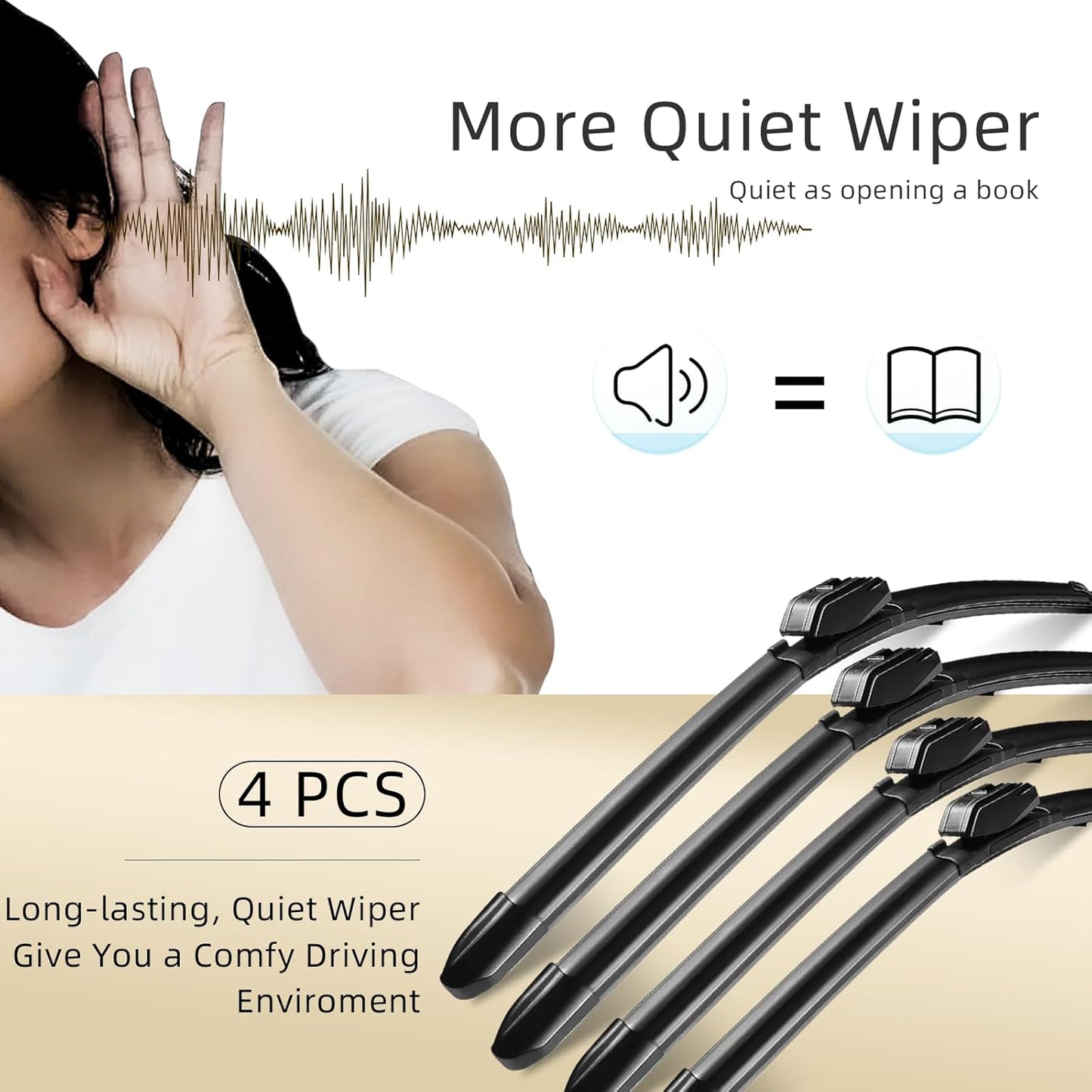 Windshield Wipers, 24" + 17" Wiper Blades, Compatible with Chevrolet Equinox 2017-2010, Ford Kuga 2011-2008, GMC Terrain 2017-2010 Windshield Wiper Blades, Double Service Life (Set of 4)