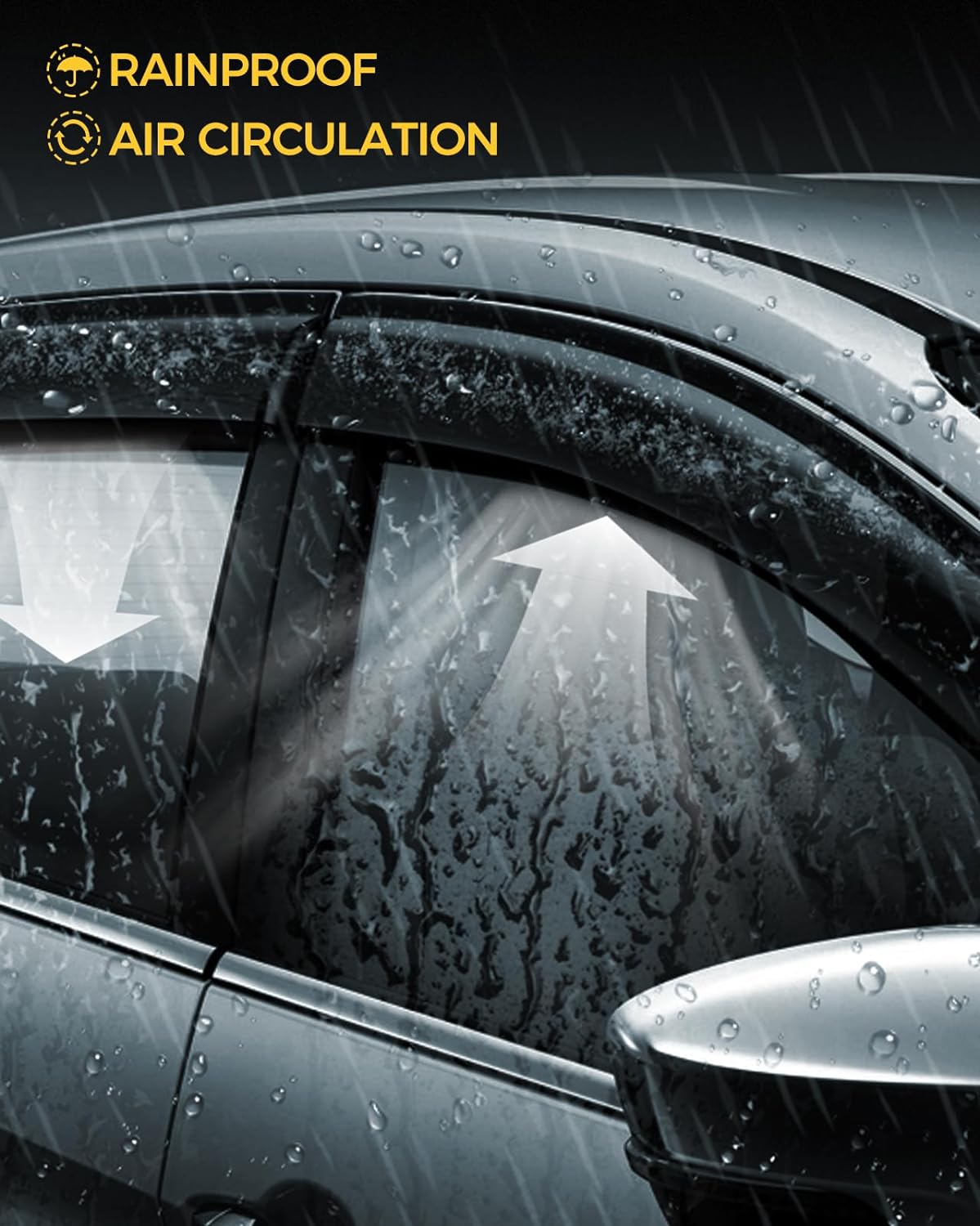 Rain Guards for Car Windows, Tape-On Window Visors Rain Guards Fit for Honda CR-V 2017-2022, Window Deflectors, Vent Visors for Honda Car Accessories, 4 Pieces