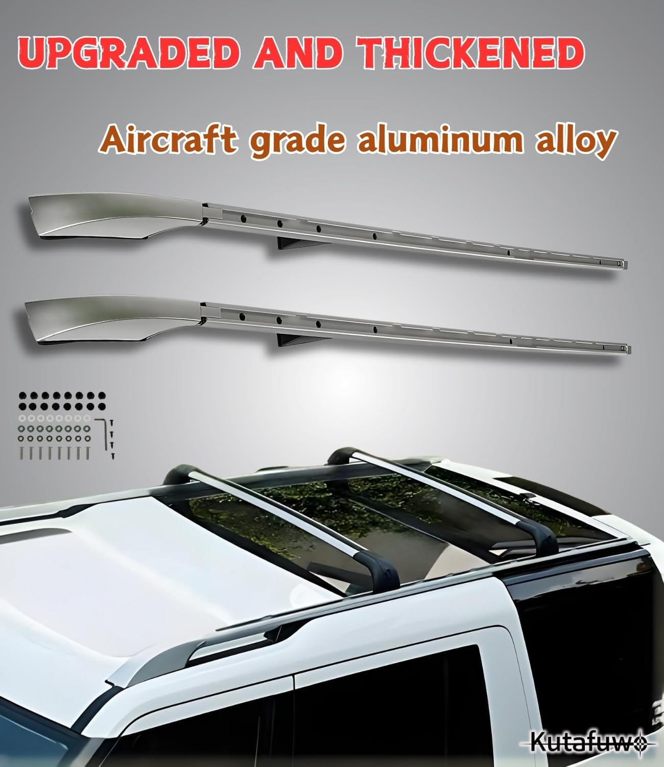 Roof Rack Side Rails Compatible with Land Rover Discovery 4 2005-2016 Models，Luggage Rack Silver Aluminum Cargo Management Car Accessories