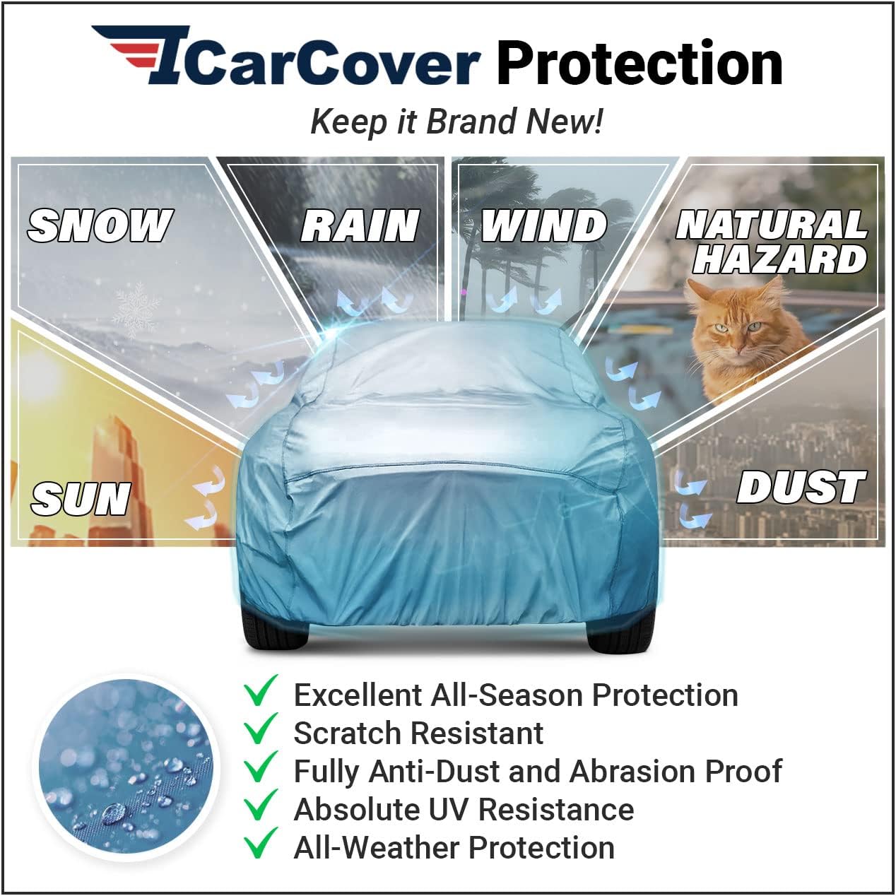 iCarCover Premium Car Cover for 1961-1962 Pontiac Lemans Heavy Duty Waterproof All-Weather Automobiles Custom Fit Indoor Outdoor UV Snow Protection Covers with Straps and Bag