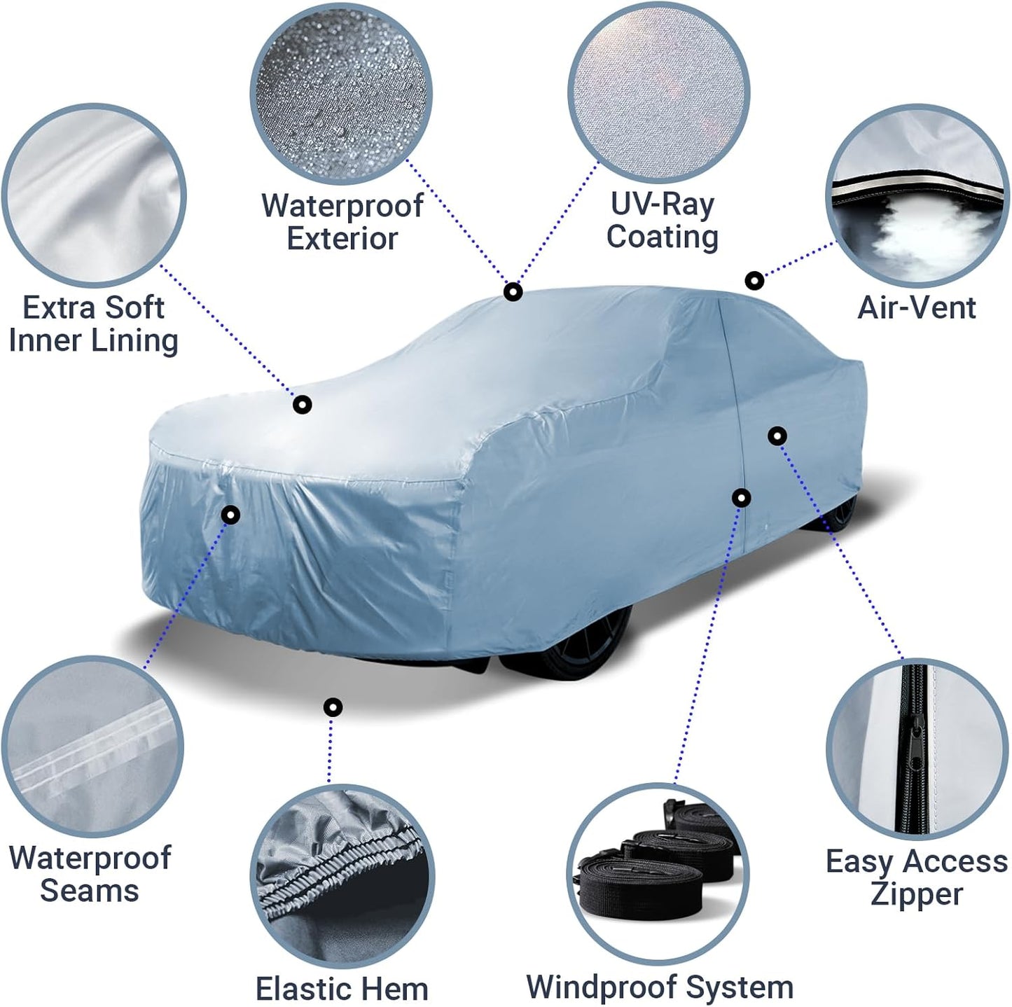 iCarCover Custom Car Cover for 1964-1968 Ford Mustang Waterproof All-Weather Rain Snow UV Sun Protector Full Exterior Weatherproof Indoor Outdoor Car Cover