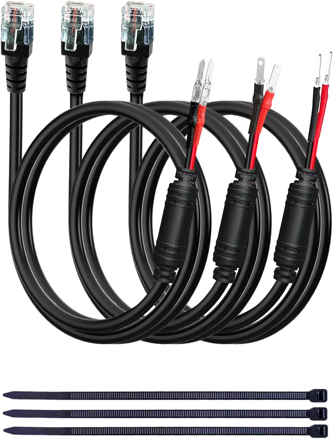 Radar Detector Hardwire Power Cord, Rearview Mirror Plug Cable, with Inline Fuse Holder,Suitable for Escort Beltronics Valentine One Cobra Whistler Radar Detector,3-Piece Set,17.7'' (RJ11)