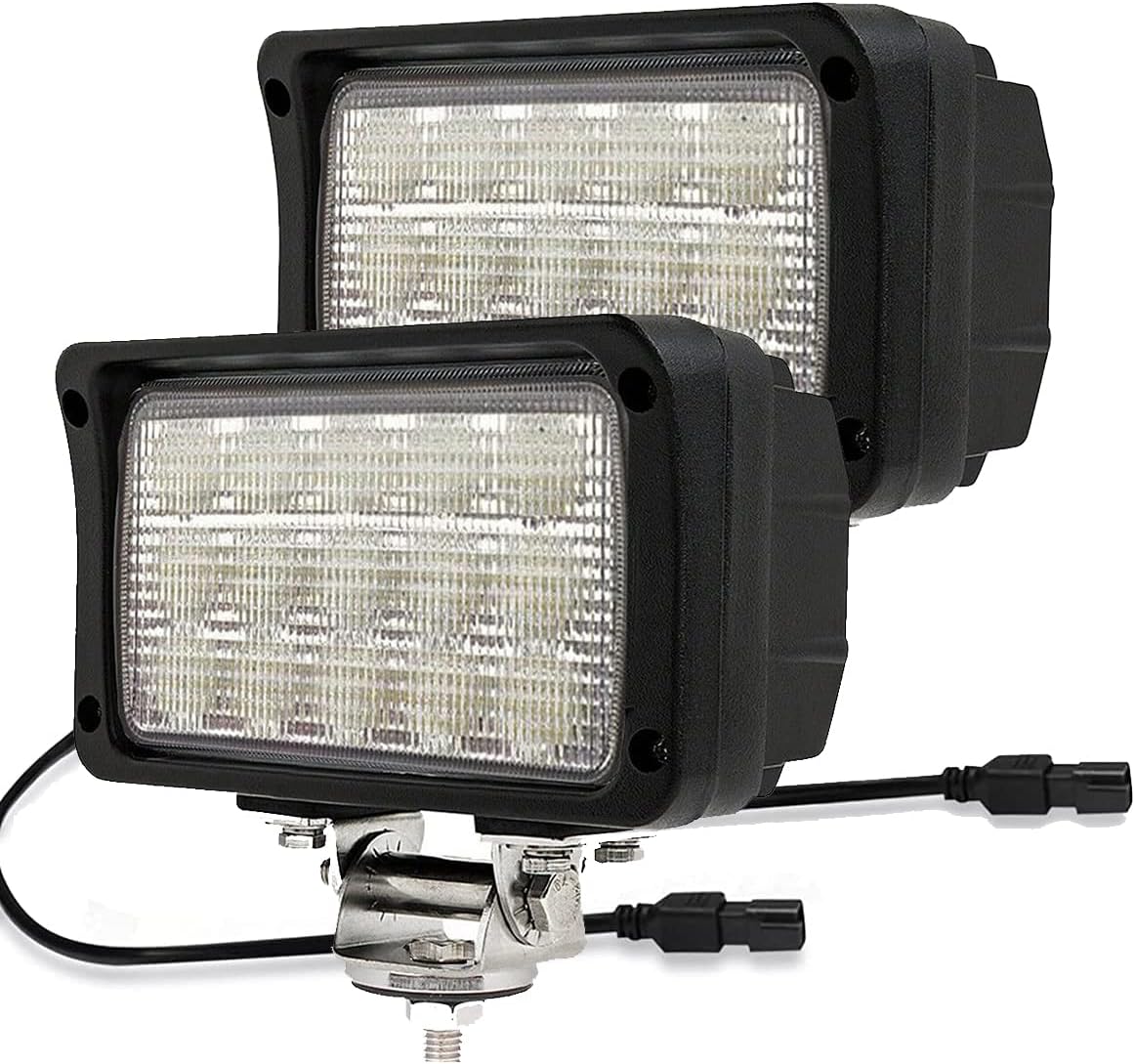2PACK 6.3IN 45W Led Work Lights 12v/24v 4500LM 6500K Rectangular Foglights,Waterproof Offroad Flood Led Light Bar for Tractor,Truck,Combine,Heavy Equipment,with DT Connector