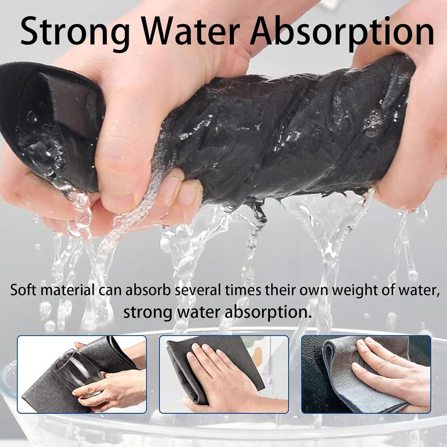 FETNHU Non-Woven - Super Absorbent 11.8" x 11.8" Lint-Free Cleaner, Reusable Thickened Magic Cleaning Cloth, Multipurpose Magic Cloths for Cleaning Glass, Cars, Kitchen, Window, Mirrors (20PCS-Gray)