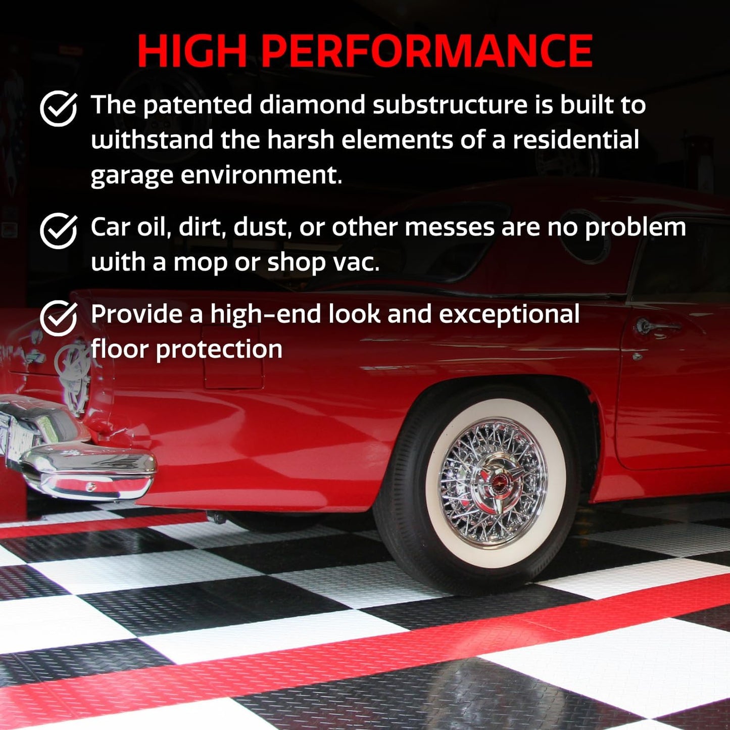 Big Floors RaceDeck Diamond Plate Design, Durable Interlocking Modular Garage Flooring Tile (Orange, 12 Pack of 12 x 12" Tiles)