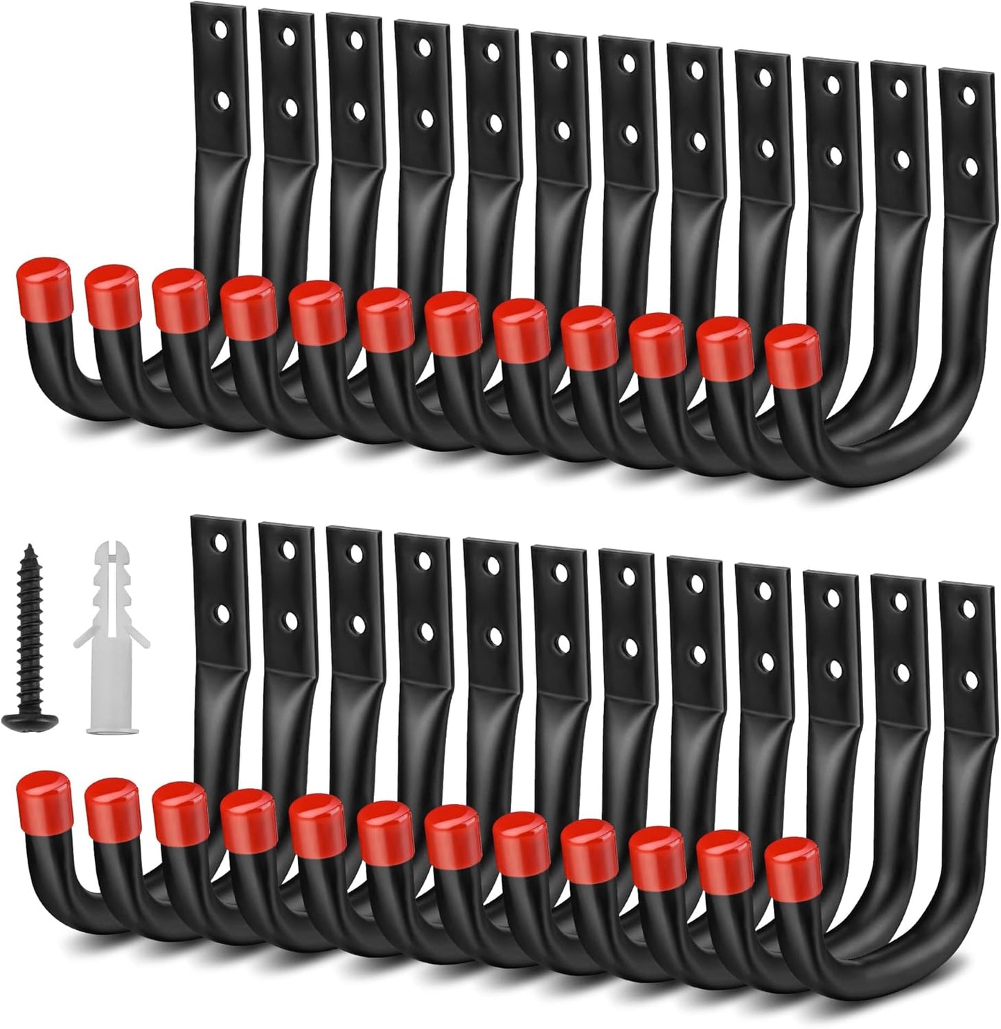 Nacial 24 Pack Garage Hooks Heavy Duty, 3.5" Garage Wall Hook with EVA Pads, 100LBS Capacity Hooks for Hanging Bikes, Kayak Folding Chairs and Hanging Ladders