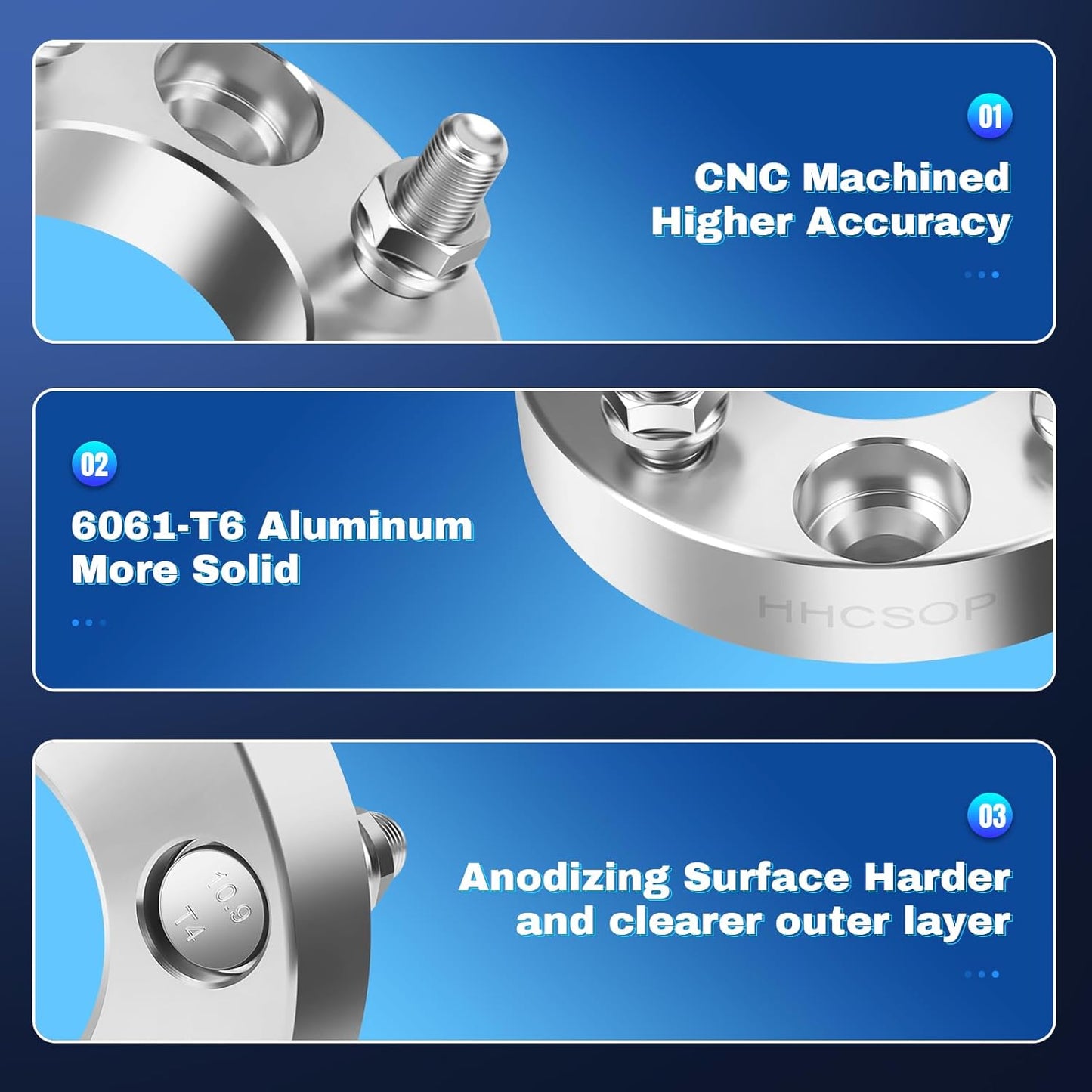 HHCSOP 4x4 Golf Cart Wheel Spacers, 1 inch ATV Wheel Adapters for EZ GO EZGO Club Car, 4PCS 4x101.6mm Wheel Spacer Hub Bore 62mm with 1/2" x20 Studs - Silver