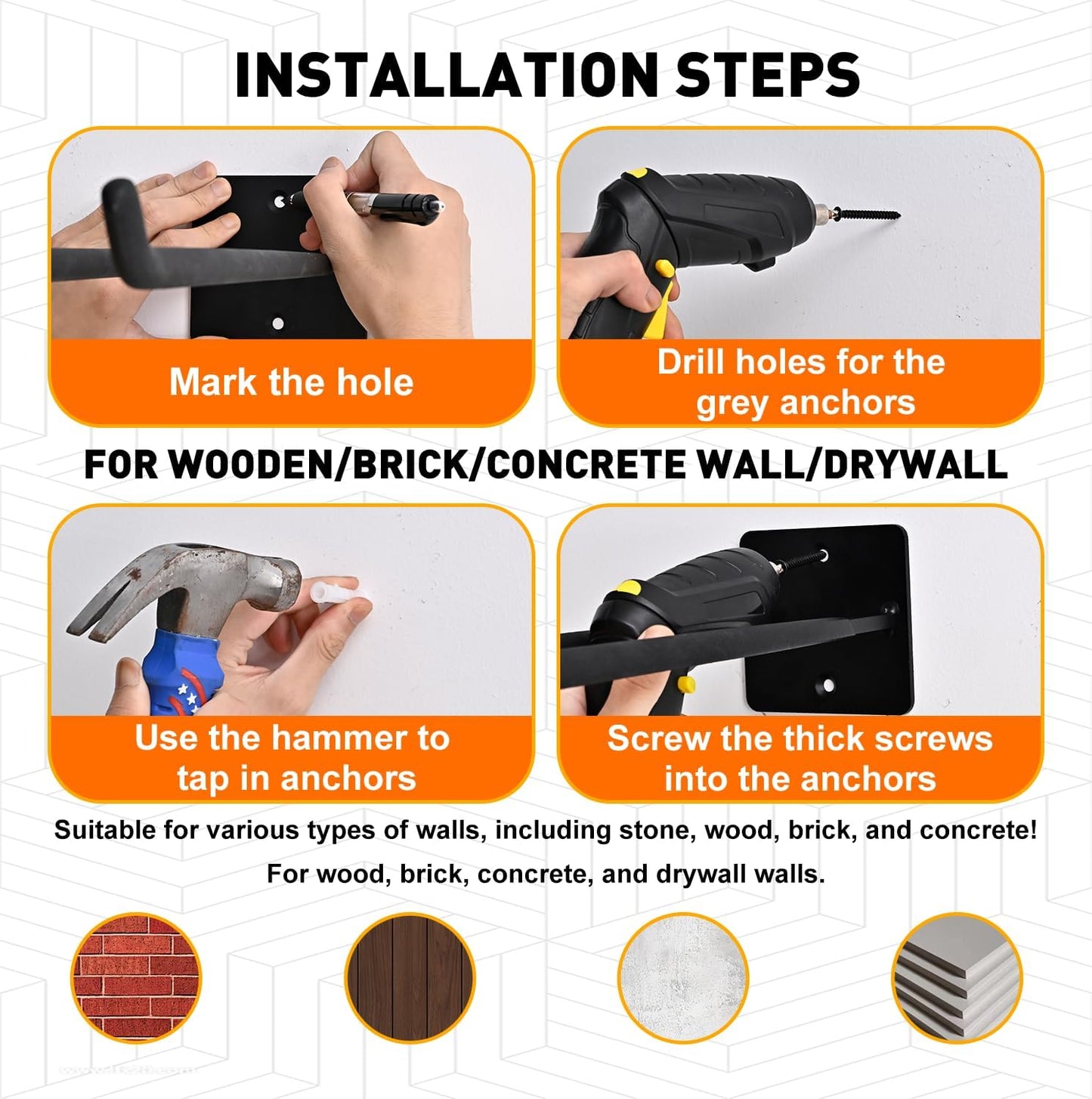 14 Inches Garage Hooks Heavy Duty, Extra Large 4Pcs Heavy Duty Garage Hooks,Duty Wall Mount Organizer for Hanging Yard Tools,Car Tires, Ladders,Chairs (Black)