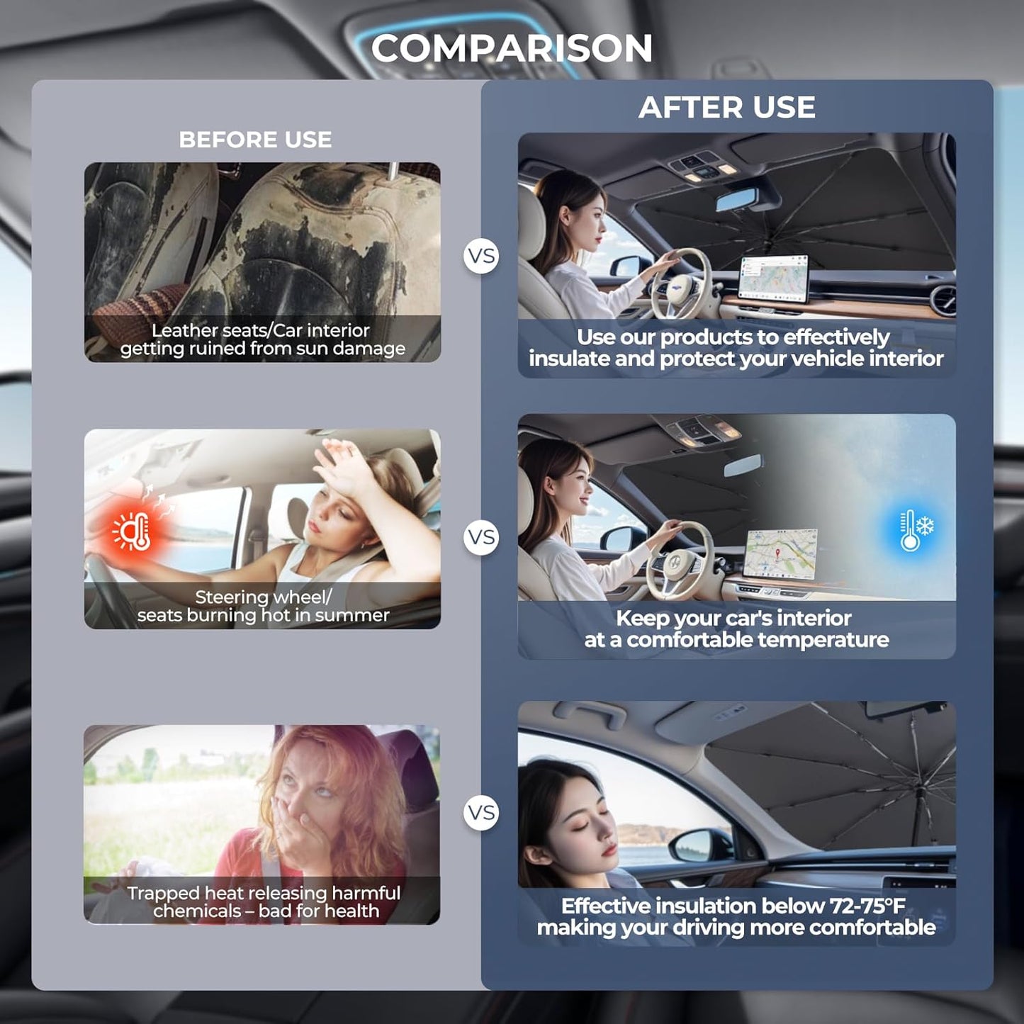 Windshield Sun Shade Umbrella for 2023-2026 Kia Sportage NQ5 Accessories: Custom Fit 210T Silver, Foldable Sunshade Front Window Sun Visor, Blocks UV Rays, Keeps Car Cool for LX/EX/SX/X-Line/X-Pro