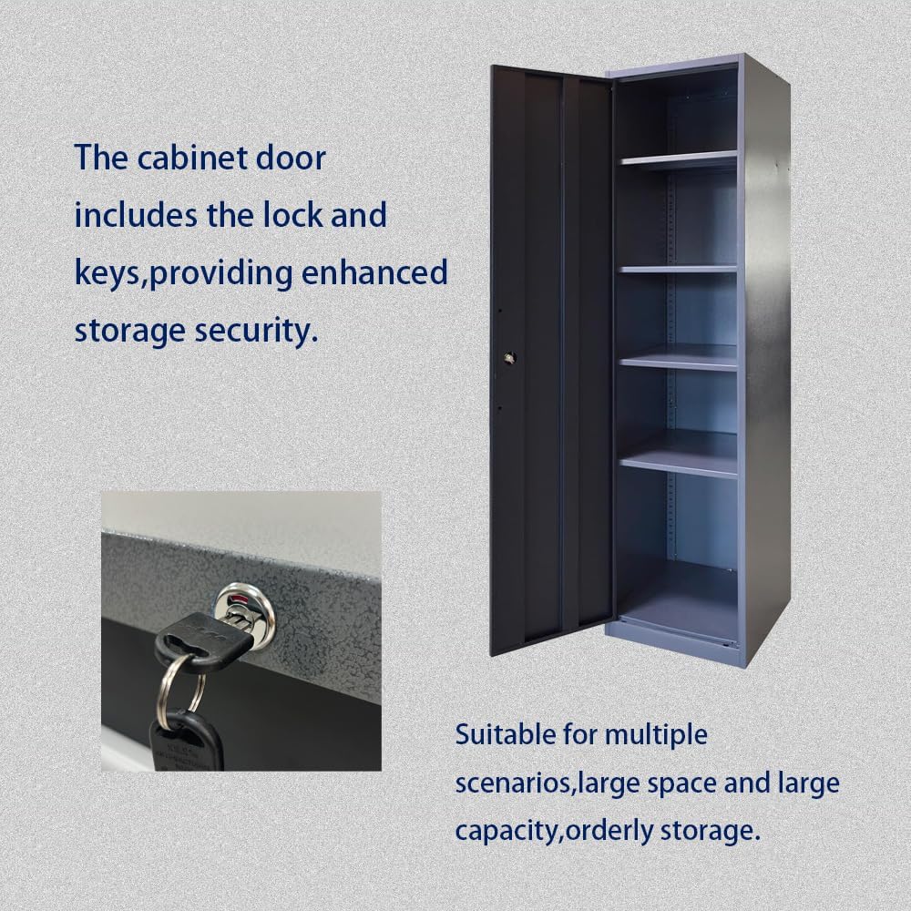 Garage Storage Cabinet Set System with Wooden Tabletop, Included Tool Cart, for Workshop Basement Utility Room