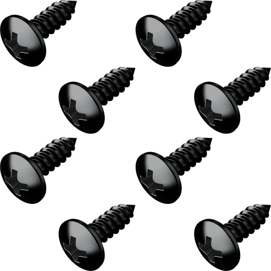 Black Oxide Stainless Steel License Plate Screws for License Plates, Frames, Covers - Durable & Rust Proof Licence Plate Screw Set for Front/Rear - Compatible with Ford Lincoln (Pack of 8)