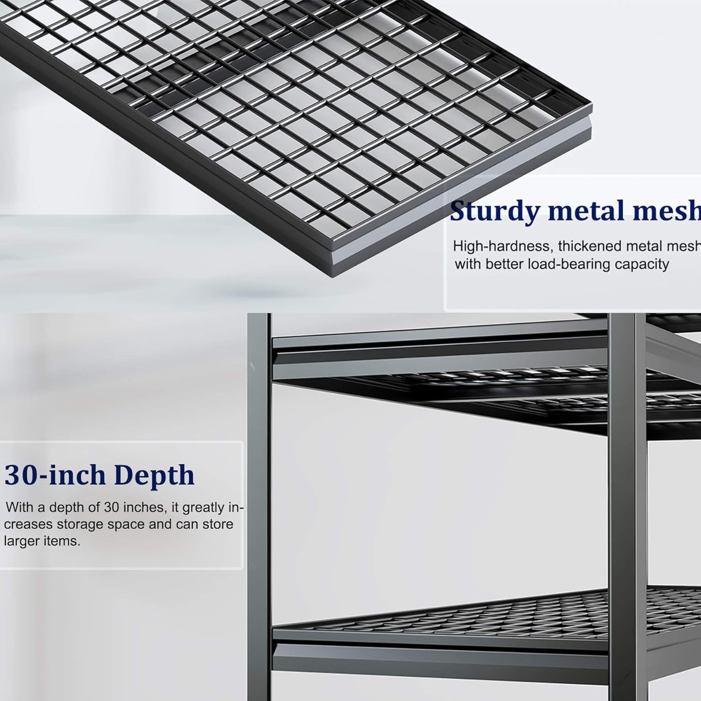 72" W Storage Shelves Heavy Duty Garage Shelving 30" D Metal Shelving Unit, 4 Tier Adjustable Shelves, 5000LBS Steel Industrial Shelving for Basement Warehouse Commercial, 2 Pack