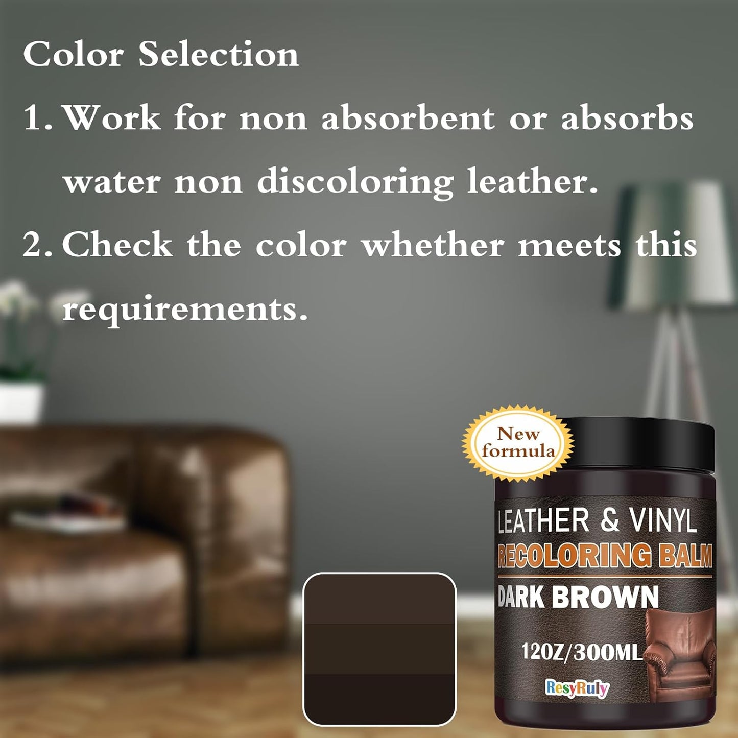 Leather Recoloring Balm Dark Brown Leather Dye Vinyl Paint Car Interior Seat Furniture Couch Recliner Chair Boots Jacket Shoes Bag Purse Belt Color Restorer Fade Stain Scratch Remover Repair Kit