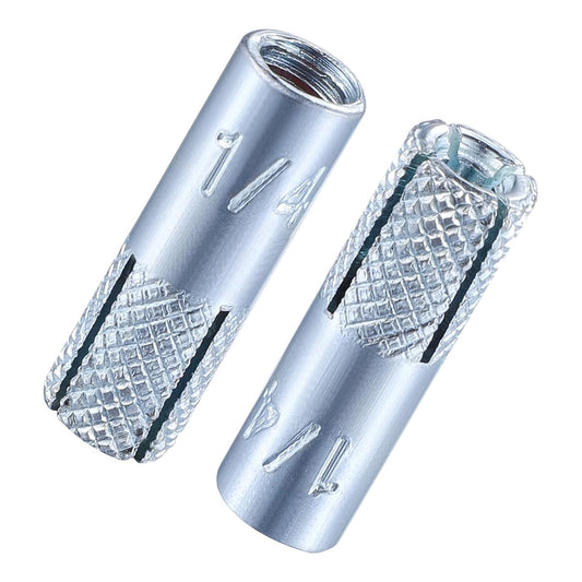 Wensilon(20 pcs) 1/4"-20 Premium Zinc Plated Carbon Steel Drop in Anchors Assortment, Knurled Drop-in-Anchor for Solid Concrete, Internal Forced Expansion Screw Bolts