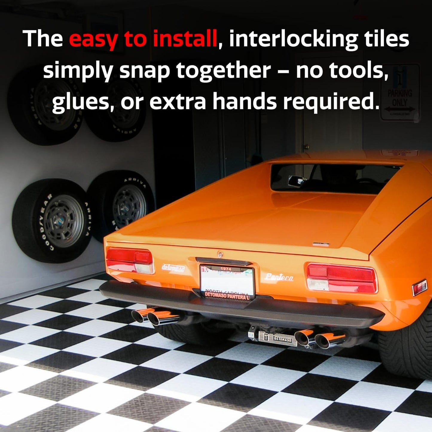 Big Floors RaceDeck Diamond Plate Design, Durable Interlocking Modular Garage Flooring Tile (Red, 12 Pack of 12 x 12" Tiles)