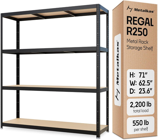 Storage Shelves: 5 Storage Shelves Heavy Duty w/ 2,200 lb Total Load Capacity, 550 per Storage Shelf 71x63x24 | Perfect Solution for Your Storage Needs | Adjustable Shelving Unit