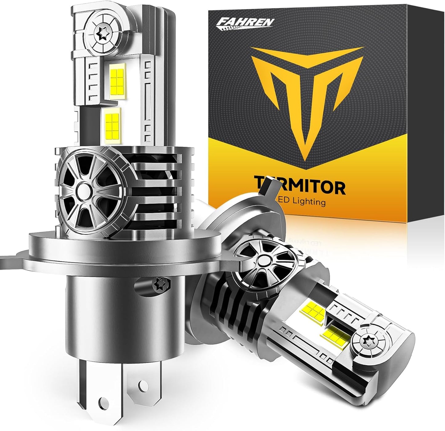 H4/9003/HB2 LED Bulbs, 55000 LM 1000% Ulter-Bright, 6500K Cool White, 60/55W Fan Light Bulb, 70000+ HRS 1:1 Halogen Size, Plug-N-Play, Pack of 2