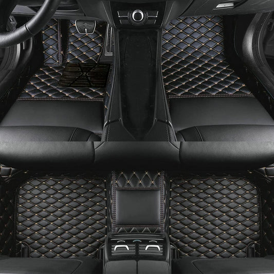 Add Personal Touch to Your Vehicle with IMEISH Customizable Logo Text Car Mats for 99% of vehiclesPads Protection Non-Slip Leather Floor Liners (Black Rice)