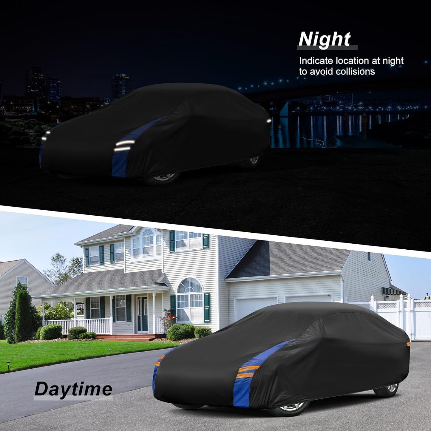 Car Cover Waterproof All Weather for Automobiles, Full Exterior Covers for Sedan & Coupe (186-193 inch) Universal Fit for Ford Mustang, Chevy Camaro, etc. Rain Winter Sun Snow Protection.