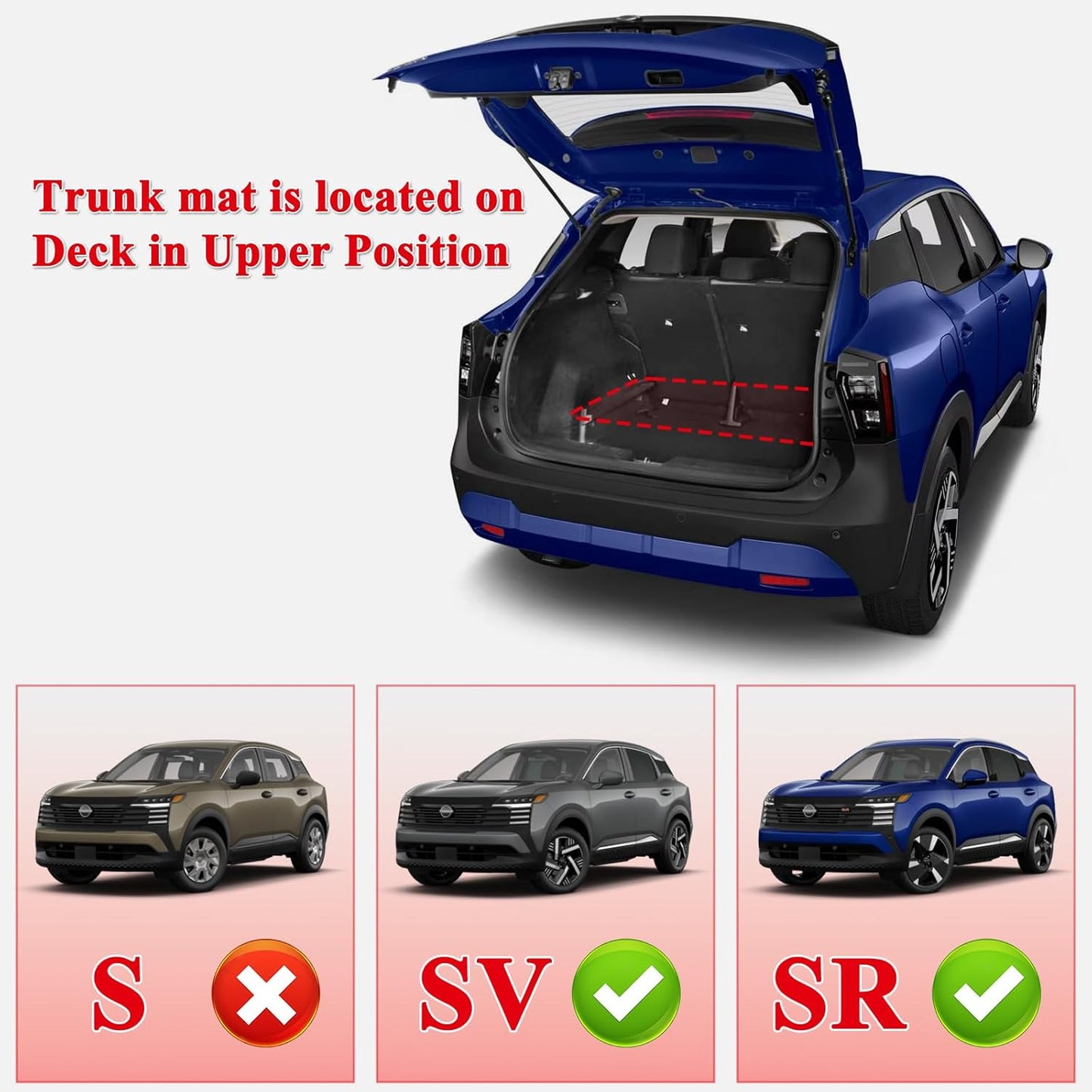 Wayhigh-All Weather Floor Mats & Cargo Liner and Seatback Cargo Set for Nissan Kicks 2025 2026 SV/SR (Not for S) Custom Fit TPE Car Mats Waterproof Heavy Duty Rubber Floor Liners for Kicks Accessories