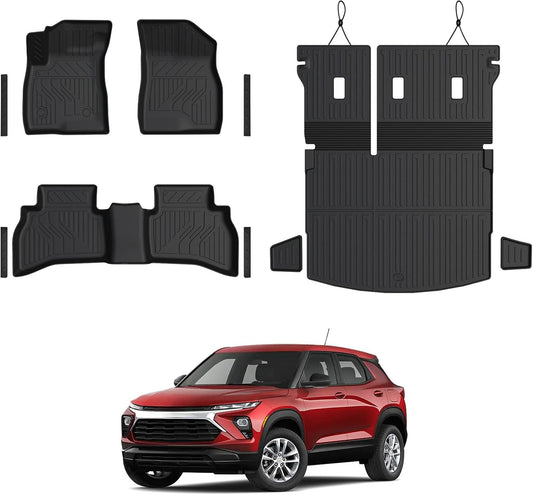 Floor Mats Set for Chevy Trailblazer AWD 2026 2025-2021 Accessories, Full Coverage All Weather Floor Mats Cargo Mat with Backrest Protectors & Door Sill Guards(Not for FWD)