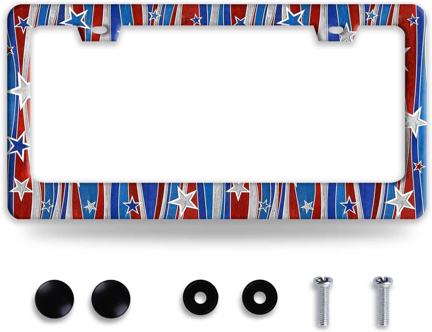 Personalized License Plate Frame American Flag License Plate Frames Funny Auto Accessories Bracket Stainless Steel License Plate with Screws 6x12 Inch