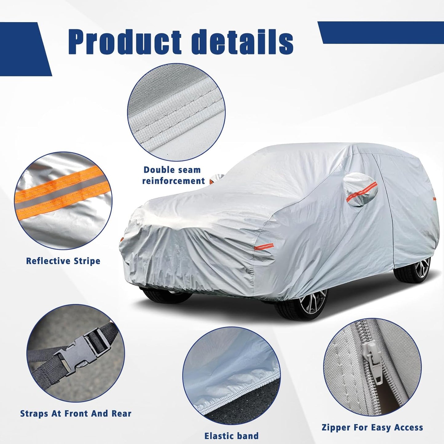 Kayme 6 Layers SUV Car Cover Custom Fit for Subaru Crosstrek (2017-2025) Waterproof All Weather for Automobiles, Outdoor Full Cover Rain Sun UV Protection.Silver
