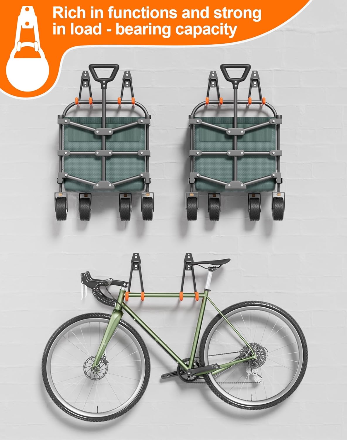 QcoQce 18 Pack Extension Cord Hooks with Wall Mount, Heavy Duty Utility Hangers for Hose, Wires, Cables, Garage Organization with Anti-Slip Coating, Screws Included (Orange)