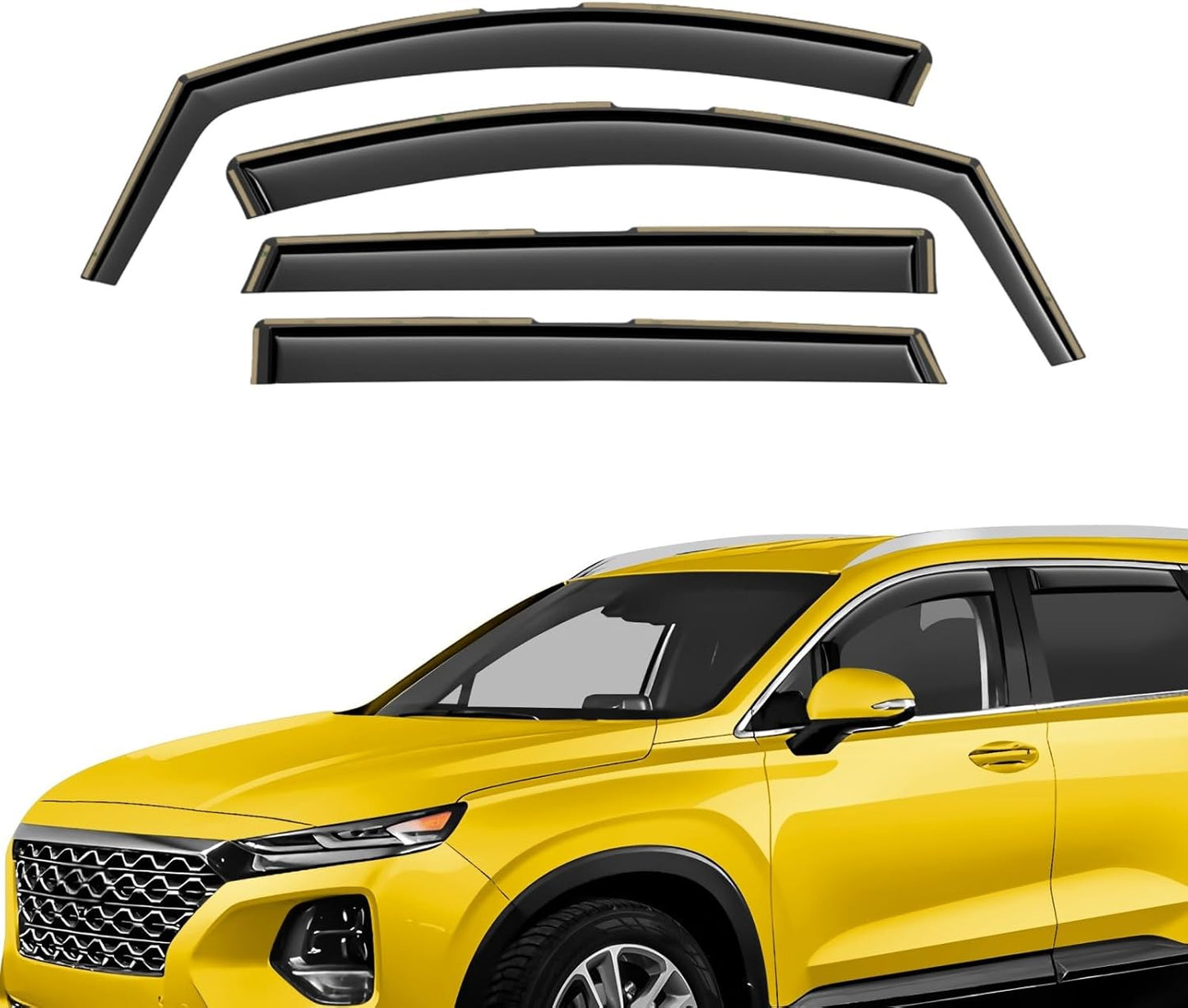 Extra Durable Window Deflectors in-Channel Window Visors Rain Guards Fit for Hyundai Santa Fe 2019-2023, Sun Visors, Wind Vent for Shades, Exterior Car Accessories - 4pcs. AG0728