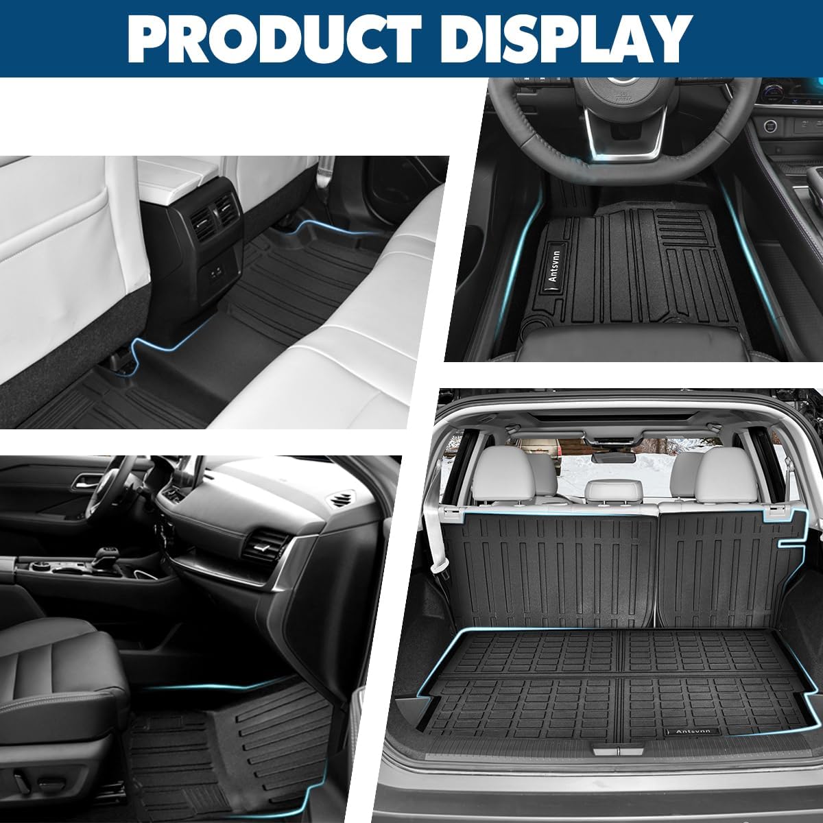 Fit for Nissan Rogue 2021-2024 2025 Floor Mats Backrest Mats Cargo Liners, All-Weather Rear Trunk Mat Rear Seat Back Cargo Cover Protector Fit for 2021-2025 Rogue Accessories (Not Fit Rogue Sport)