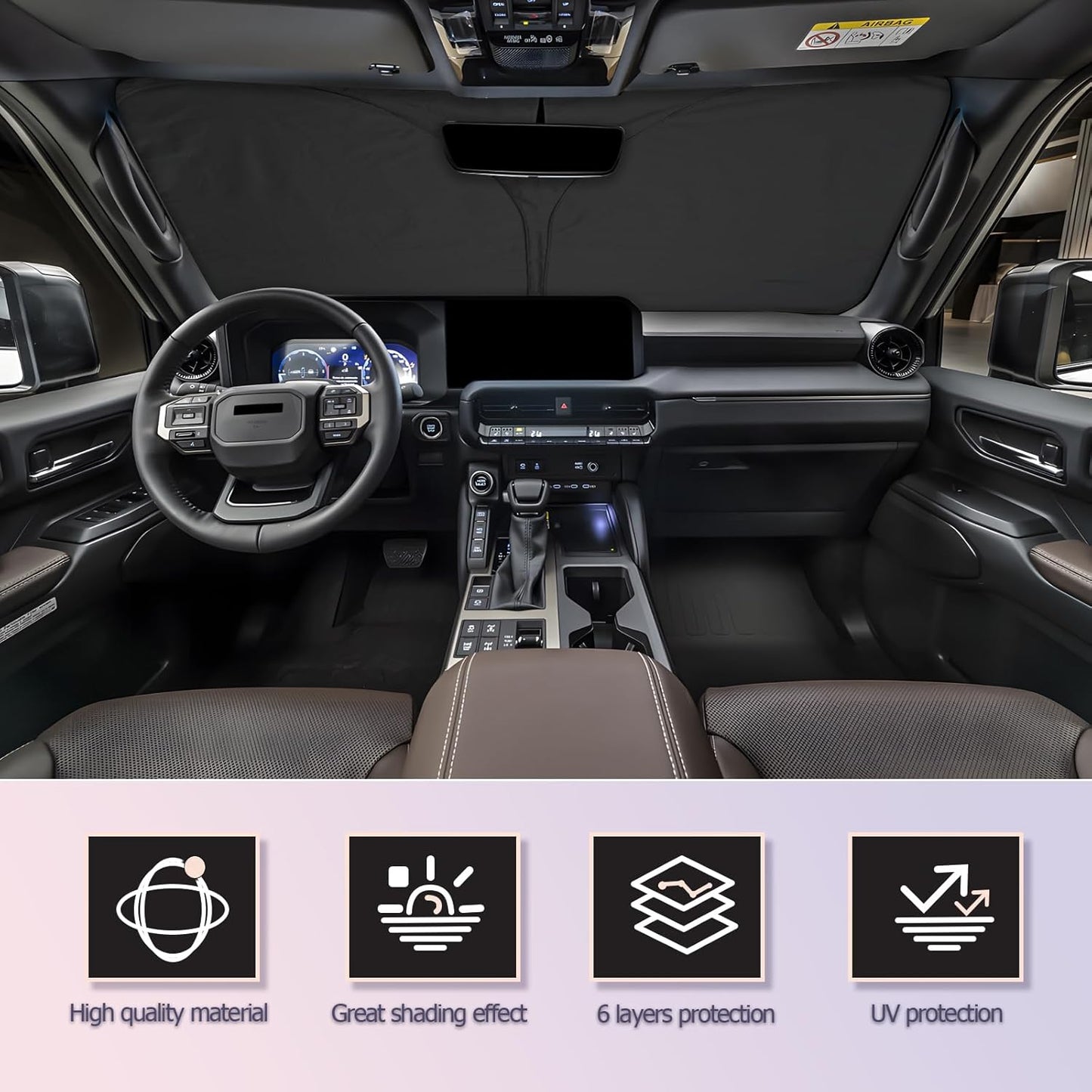 LUWU for 2024 2025 Land Cruiser 250 & 2024 2025 Lexus GX550 Windshield Sun Shade 2025 LC250 Prado J250 Land Cruiser Windshield Sunshades Foldable Sunshade Cover Block UV Ray Front Window Sunshade