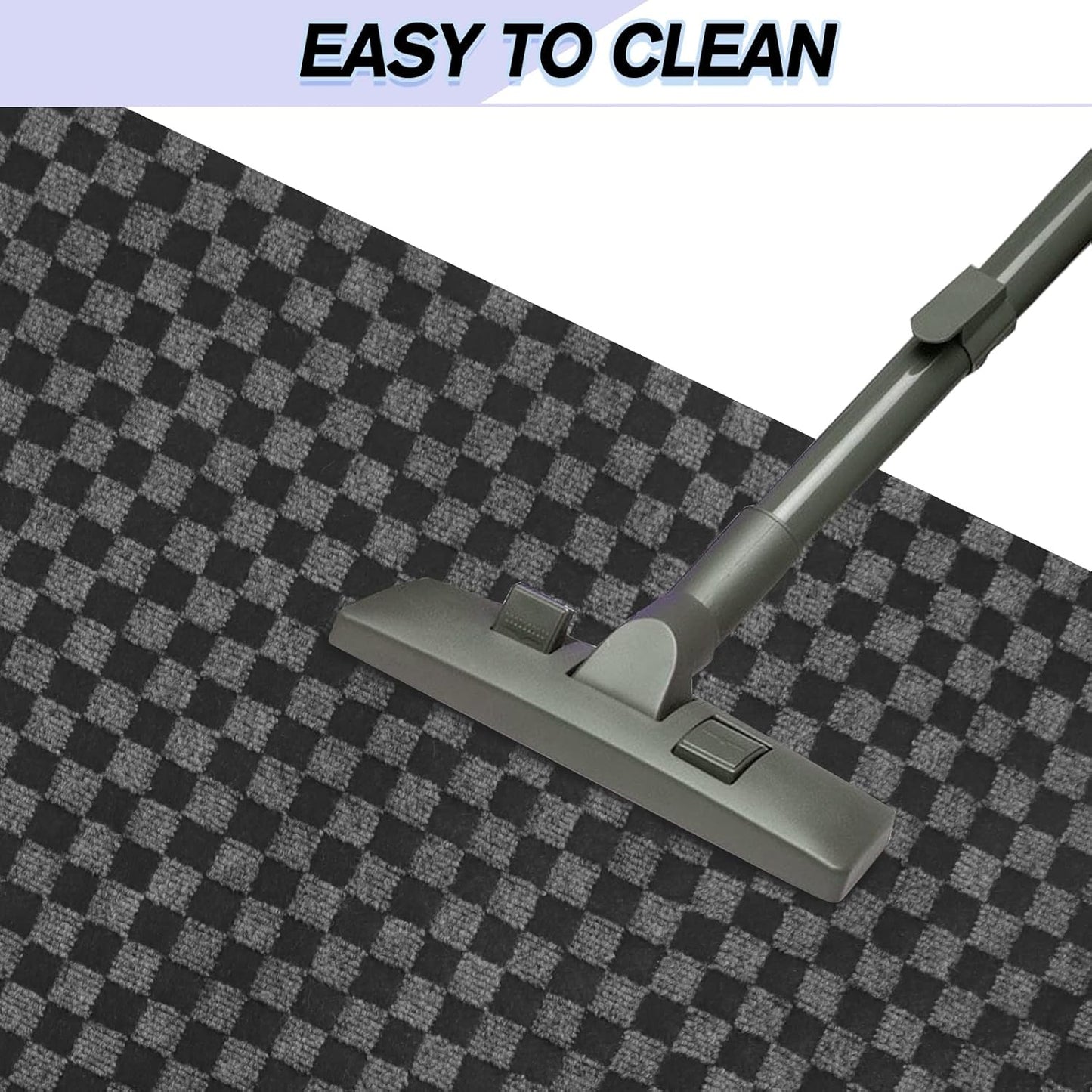 Custom Size Backed Non-Slip Area Rugs Runner, Easy Clean, Waterproof Runner Rugs for Hallway Entryway, Kitchen, Laundry, 2FT x 11FT, Gray Checkered