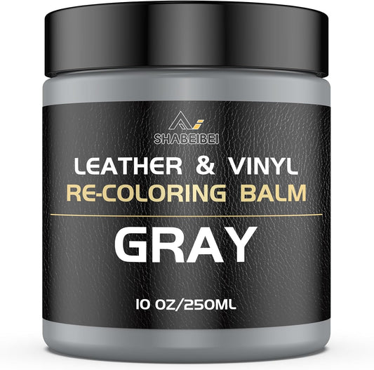 Leather Recoloring Balm,10oz Leather Color Restorer Leather Repair Kit for Furniture Car Leather Scratch Remover, Gray Leather Color Restorer for Couches,Leather Dye Paint for Faded