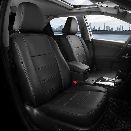 for Toyota Camry Seat Covers L LE XLE 2012 2013 2014 2015 2016 2017 - Custom Fit Car Seat Covers Full Set, Waterproof Breathable Luxury Leather Seat Covers for Cars, Black Not for Hybrid