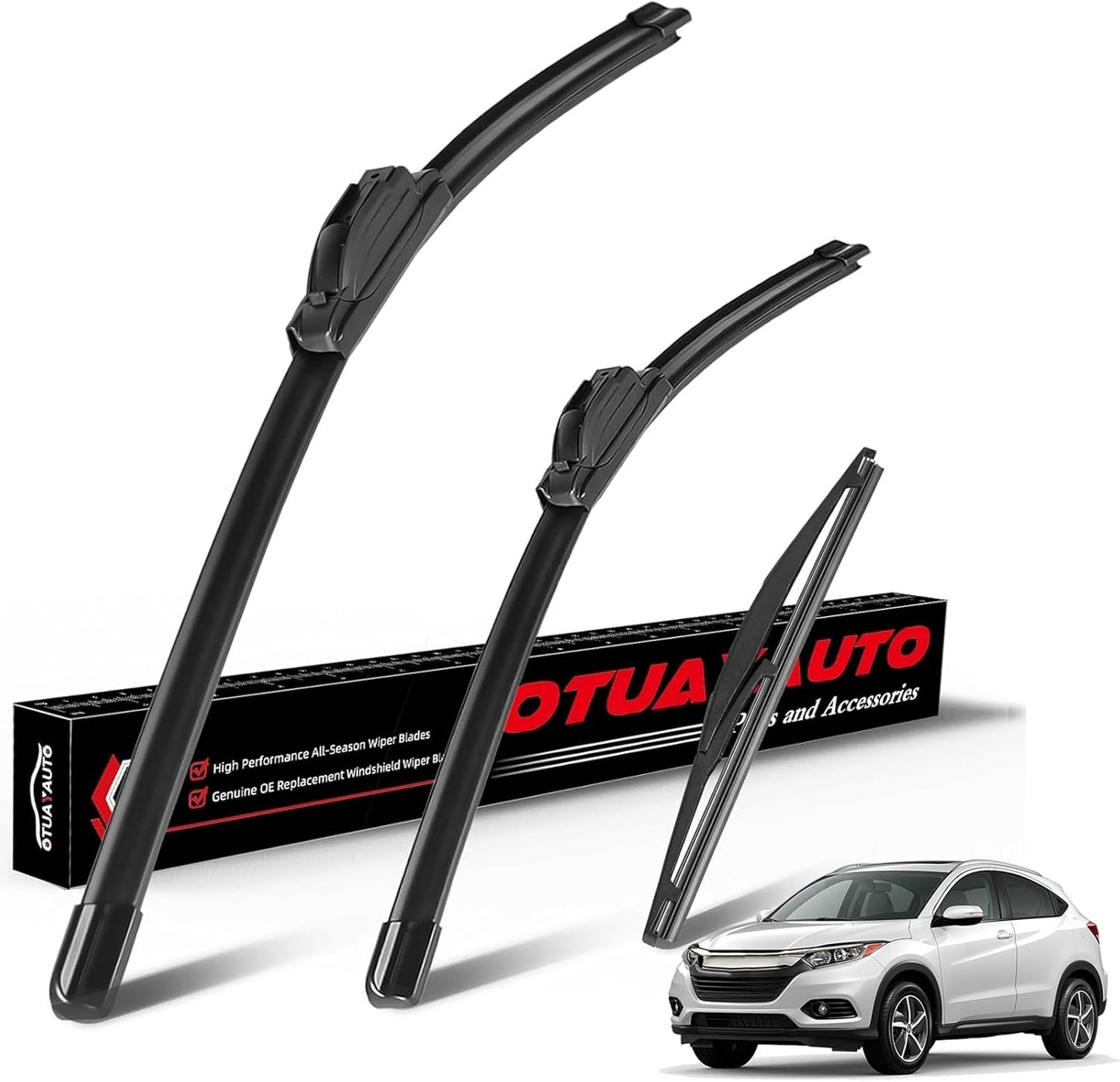 OTUAYAUTO Premium Windshield Wiper Blades - Replacement for Honda HRV HR-V 2016-2022, All-Weather Performance, Front and Rear Wiper Blades, U Hook - 26"+18"+10" (Pack of 3)