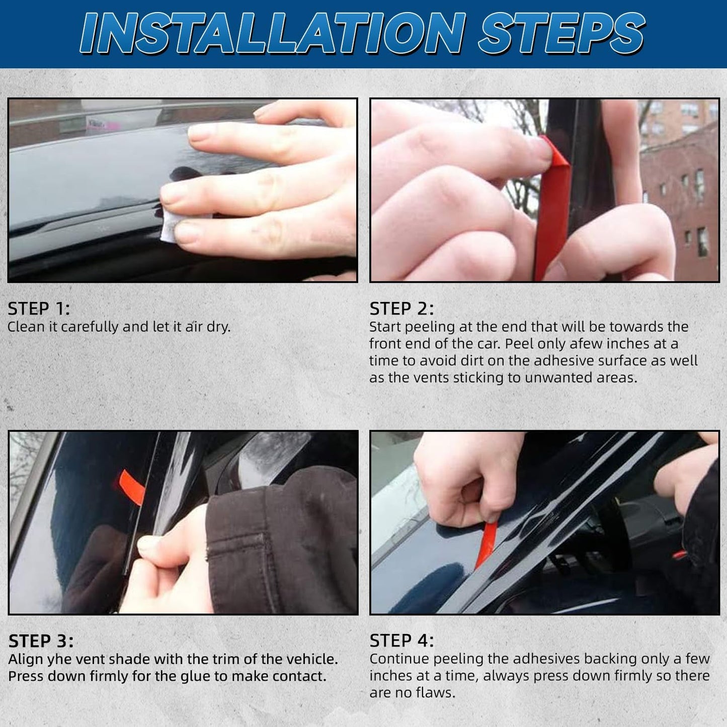 4pcs Front+Rear Smoke Tint Sun/Rain Guard Outside Mount Tape-On Vent Window Visors Compatible with 16-22 Titan/Titan XD Crew Cab with 4 Full Size Doors