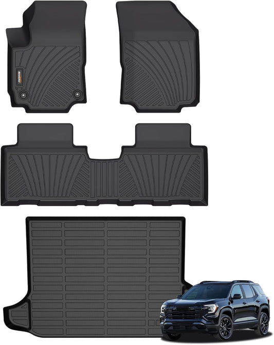 Binmotor-Floor Mats Cargo Liner Set for GMC Terrain 2024-2018丨2018-2024 Chevy Equinox, All Weather Car Floor Mats 2024 GMC Terrain/Chevy Equinox Accessories for Terrain