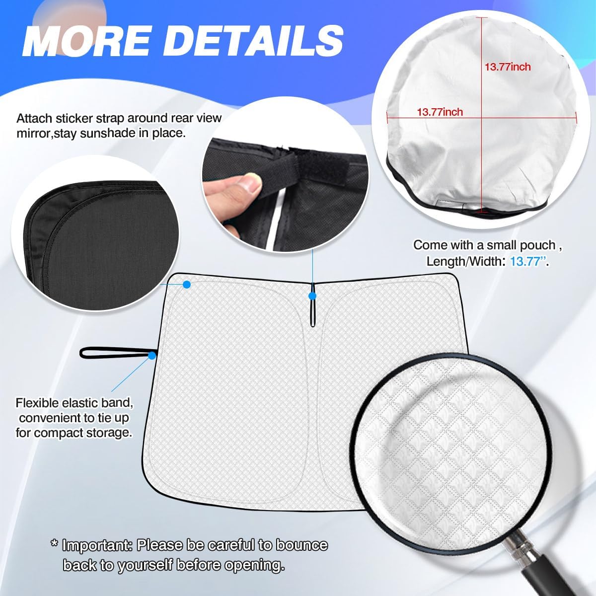 Windshield Sun Shade for 2013-2019 Ford Escape Accessories Thicken 6-Layer Front Window Sunshade Cover Sun Visor Protector Foldable Block UV Rays Keep Vehicle Cool