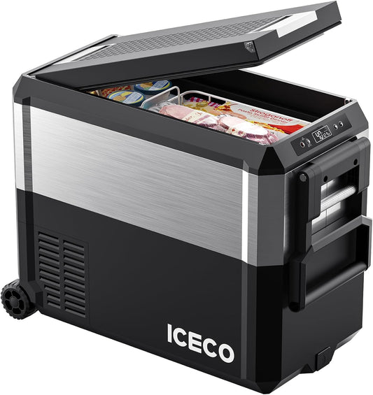 ICECO JP50 Pro Portable Refrigerator,12Volt Car Fridge Freezer, Compact Refrigerator with Secop Compressor, for Outdoor, Camping 51.7 Quart, -4℉～68℉, DC 12/24V, AC 110/240V, Multi-directional Lid