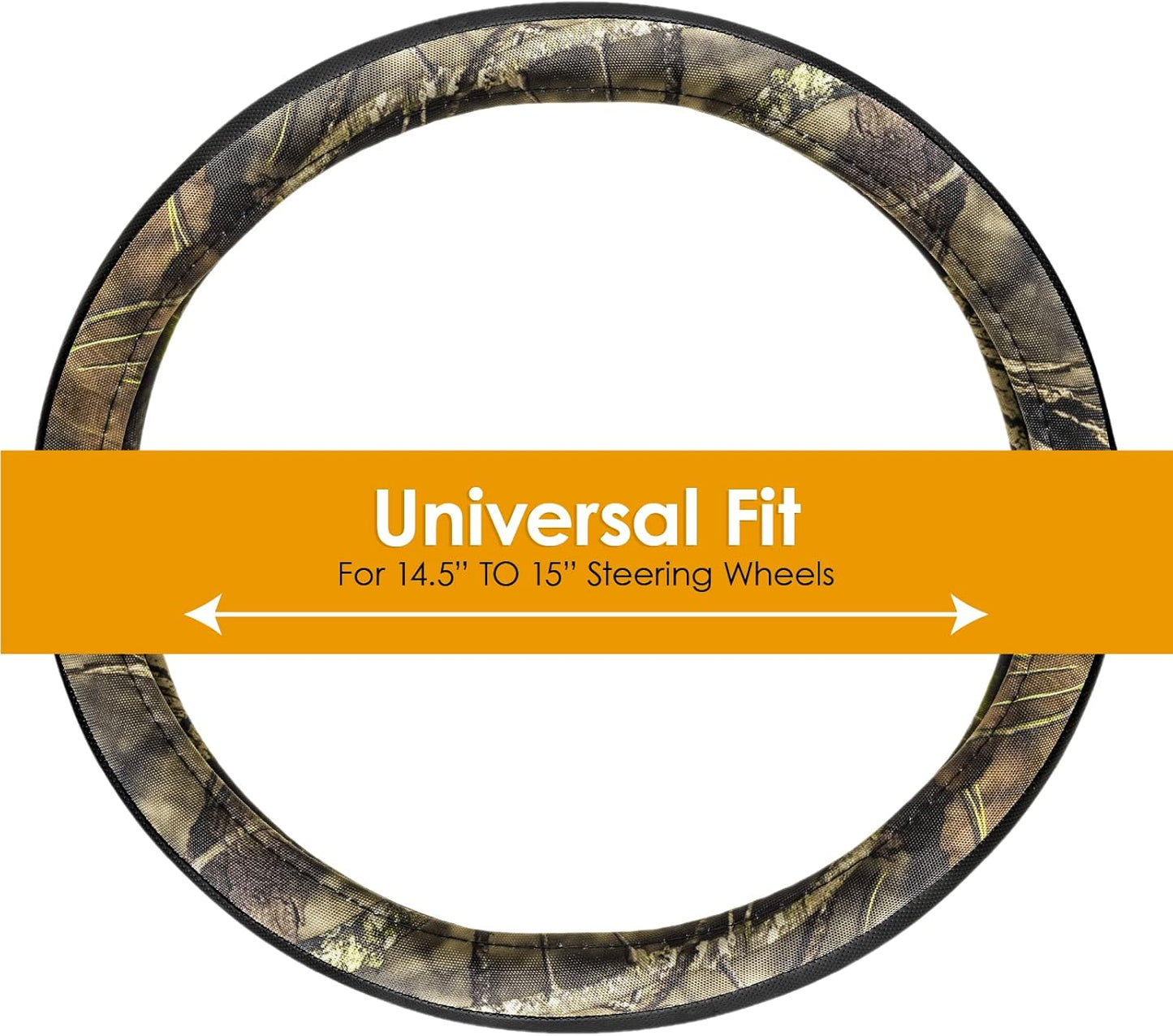 Mossy Oak Steering Wheel Cover by LPI Truck; Heavy Duty 600D Oxford Material with Mossy Oak Break-up Country Camoflauge; Fits All Car, SUV, Mini-Van and Truck with Steering Wheel Size 14.5" to 15"