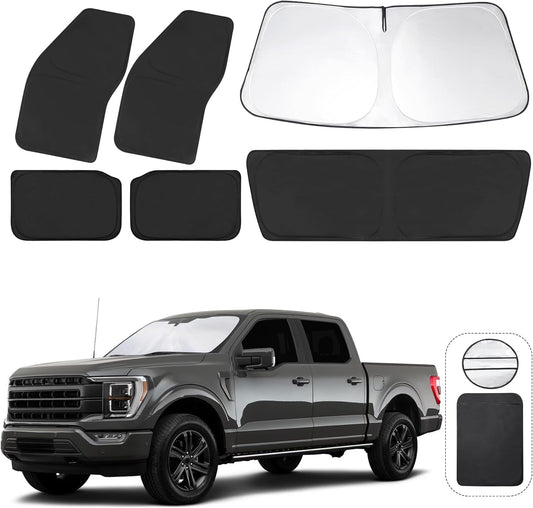 TINGLU Window Shades for Ford F150 4Door 2021-2024 2025 Accessories Car Side Full Windows Rear Triangular Windshield Sun Shade Sun UV Rays & Privacy Protection for Camping,Napping,and Relaxing 6PCS