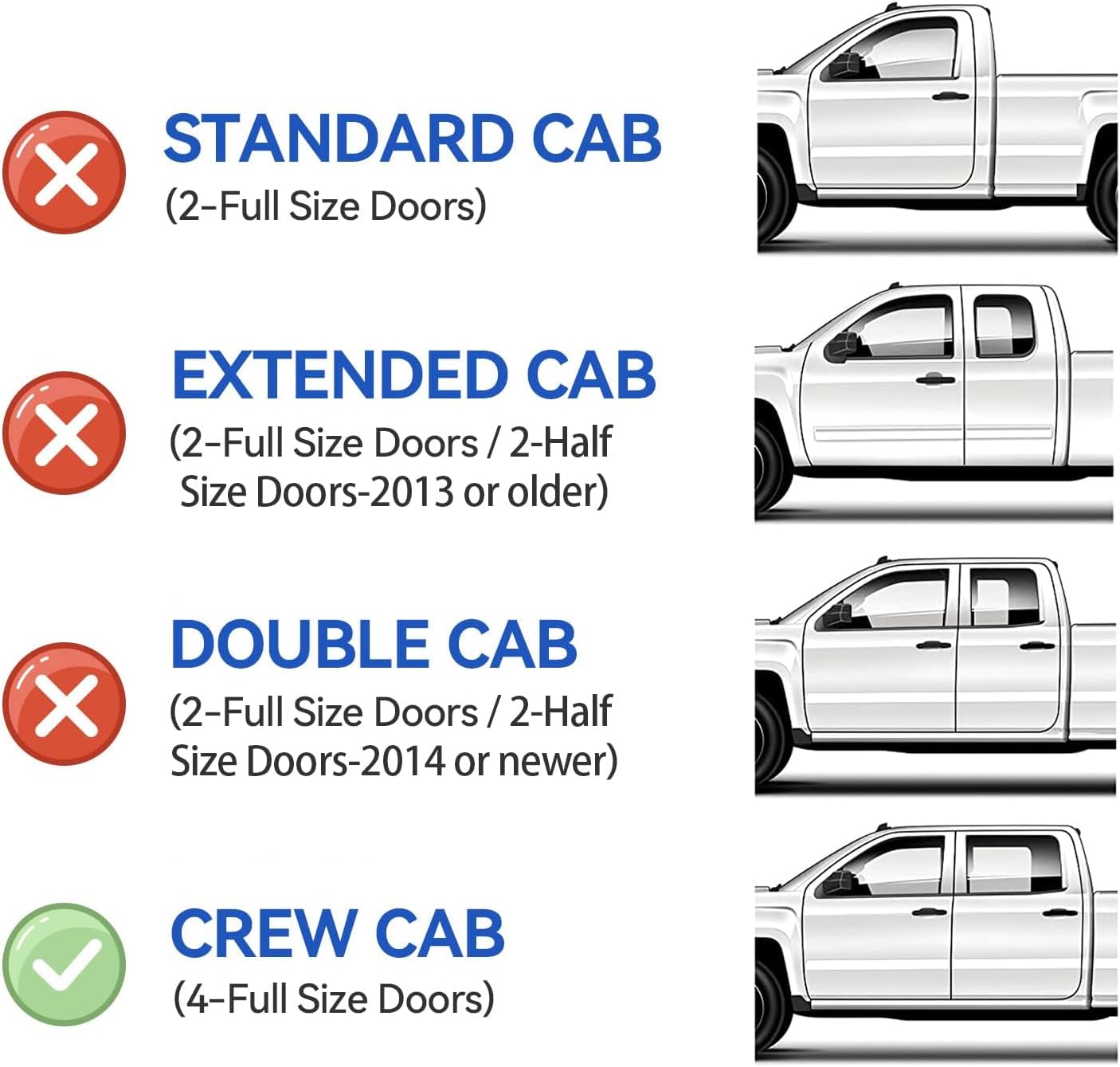 Window Visors Rain Guards for 2001-2007 Chevy Silverado/GMC Sierra, Window Vent Wind Deflectors Visors Shades for 2000-2006 Suburban/Yukon XL, 2002-2006 Avalanche/Cadillac Escalade - Crew Cab