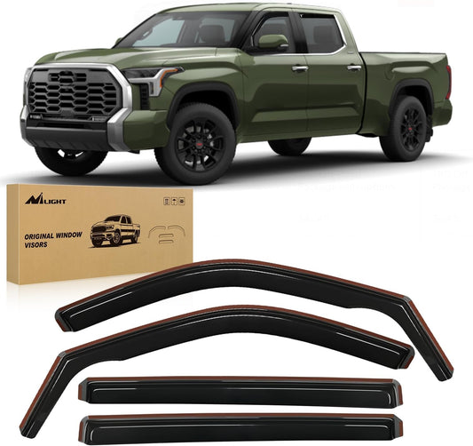 Nilight in Channel Window Deflectors for Toyota Tundra 2022 2023 2024 2025 Crew Max Vent Window Visors, Rain Guards-4PCS