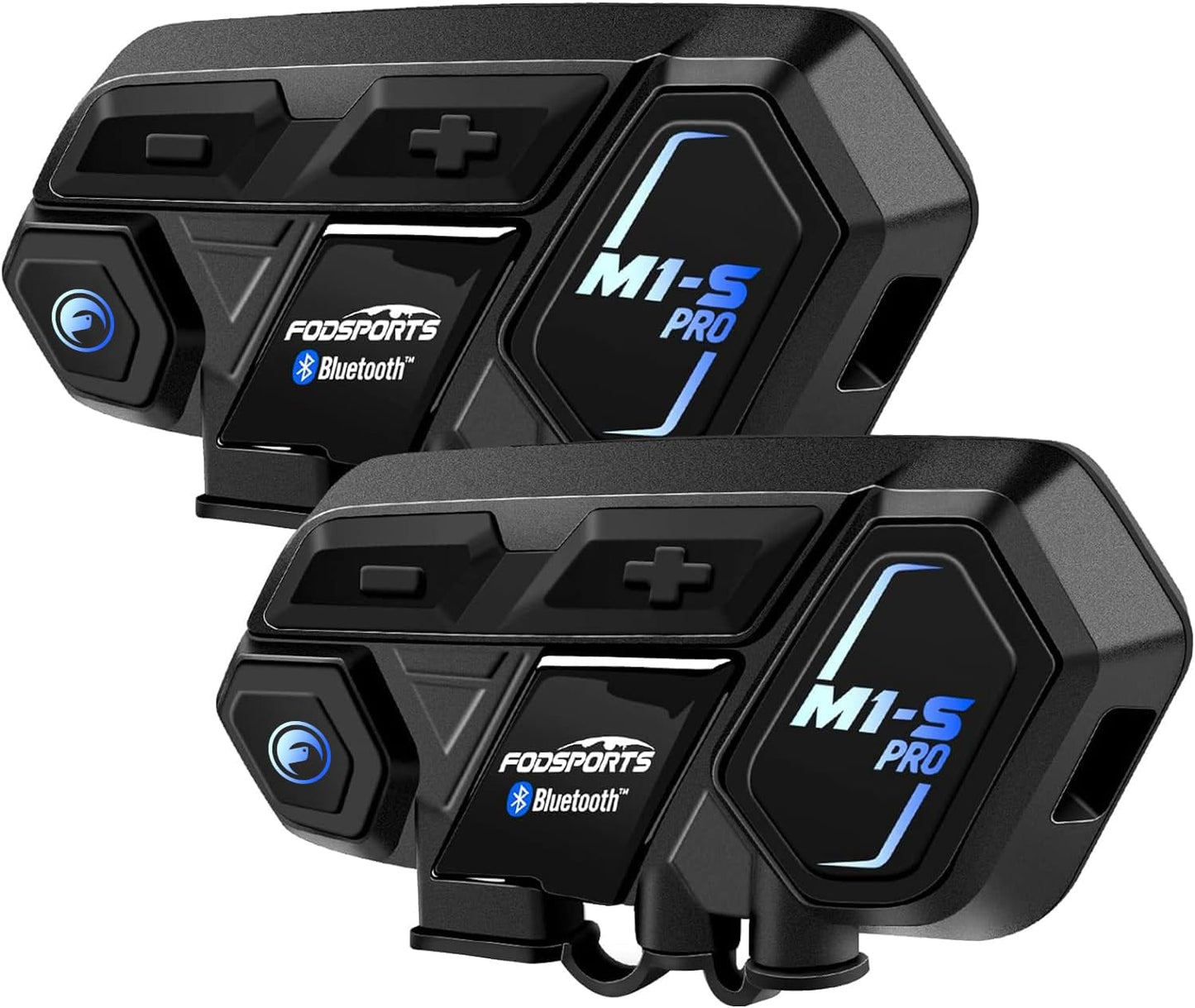 Fodsports Motorcycle Bluetooth Intercom with Music Sharing, M1S Pro 2000m 8 Riders Group Helmet Communication System Headset Universal Interphone (Waterproof/Handsfree/Stereo Music/GPS/2 Pack)